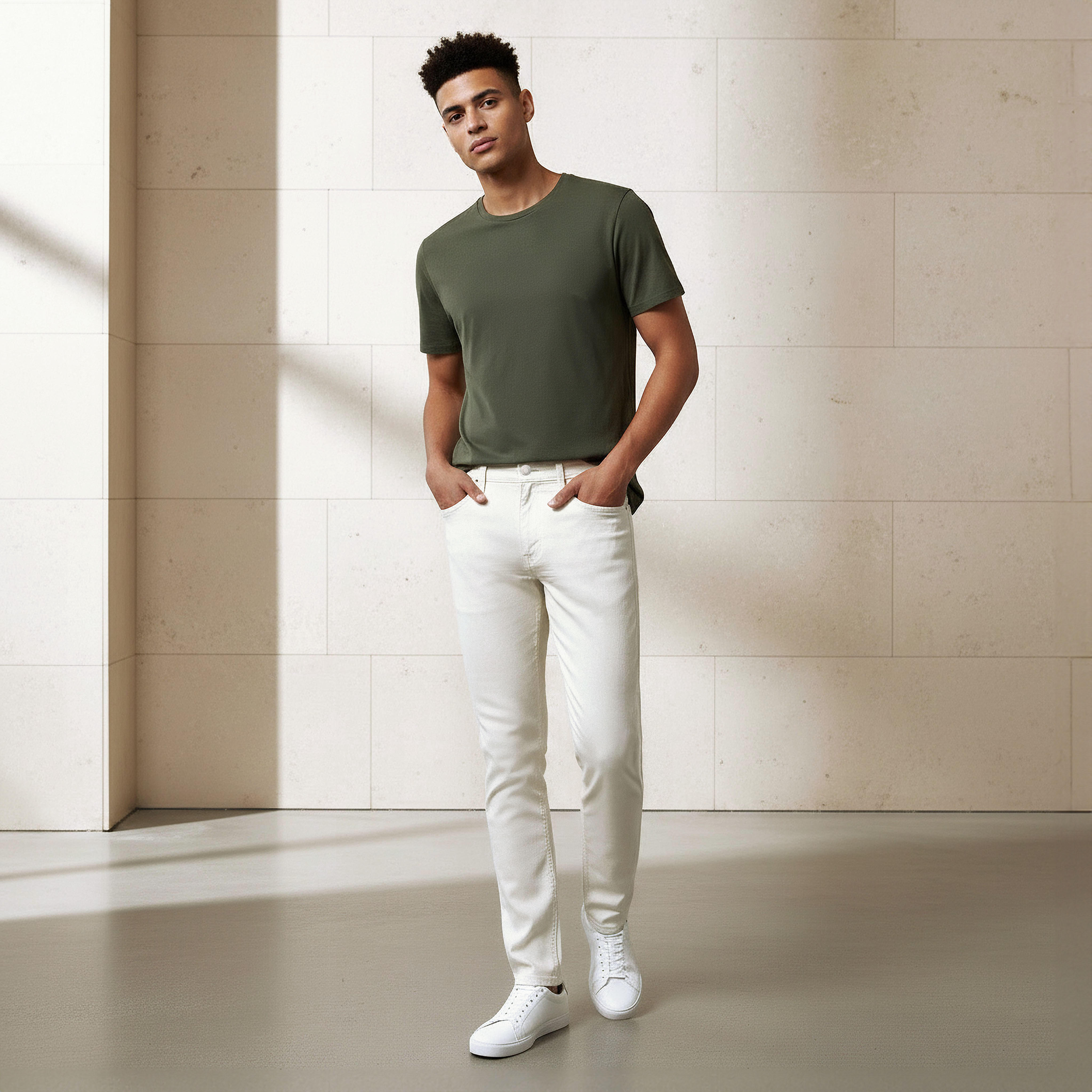 بنطلون جينز رجالي بقصة سكيني وجيوب وخصر مرن-men-clothing-bottoms-jeans-image-2