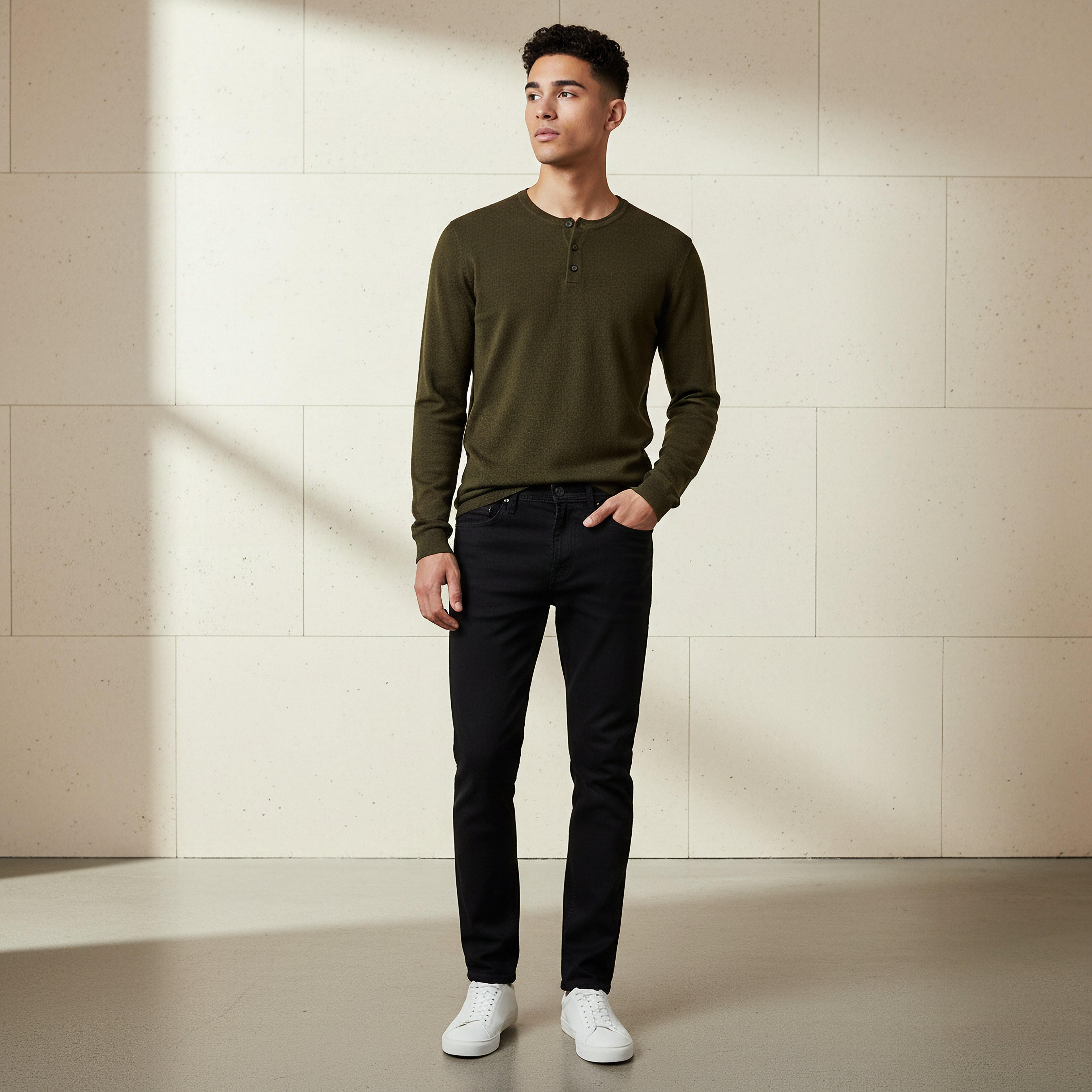 بنطلون جينز رجالي بقصة سكيني وجيوب وخصر مرن-men-clothing-bottoms-jeans-image-2