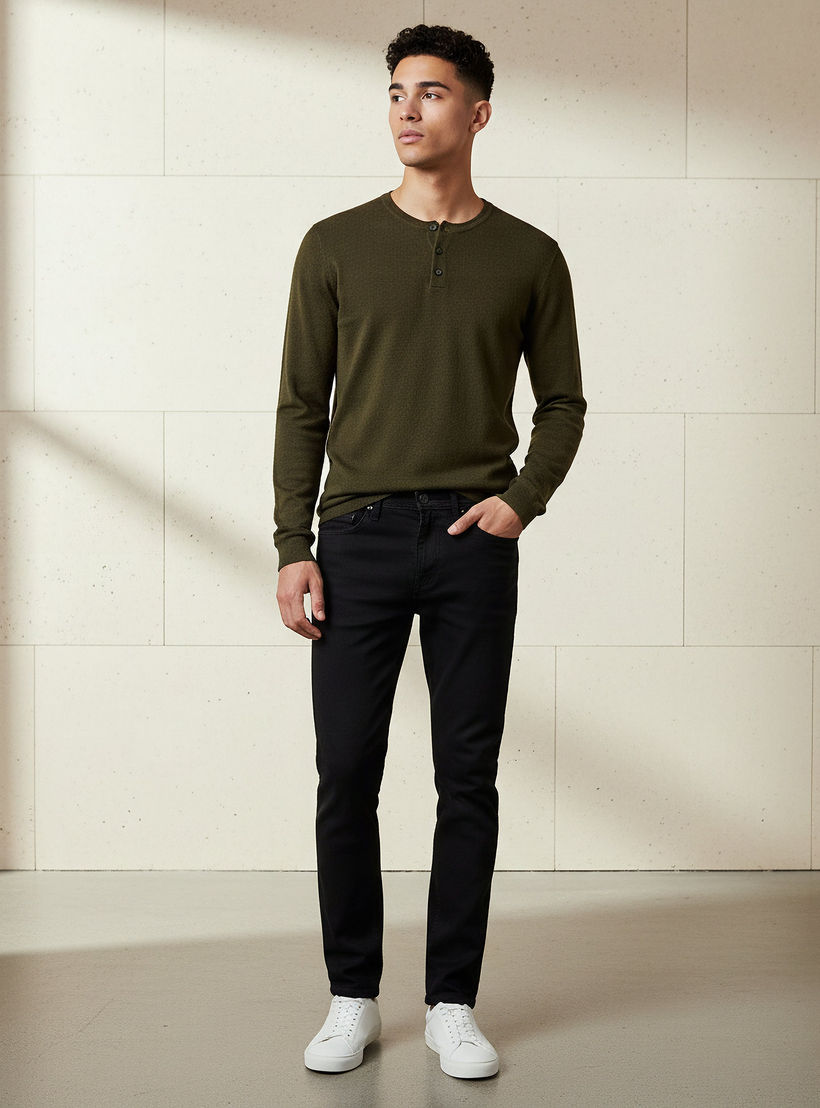 بنطلون جينز رجالي بقصة سكيني وجيوب وخصر مرن-men-clothing-bottoms-jeans-image-2