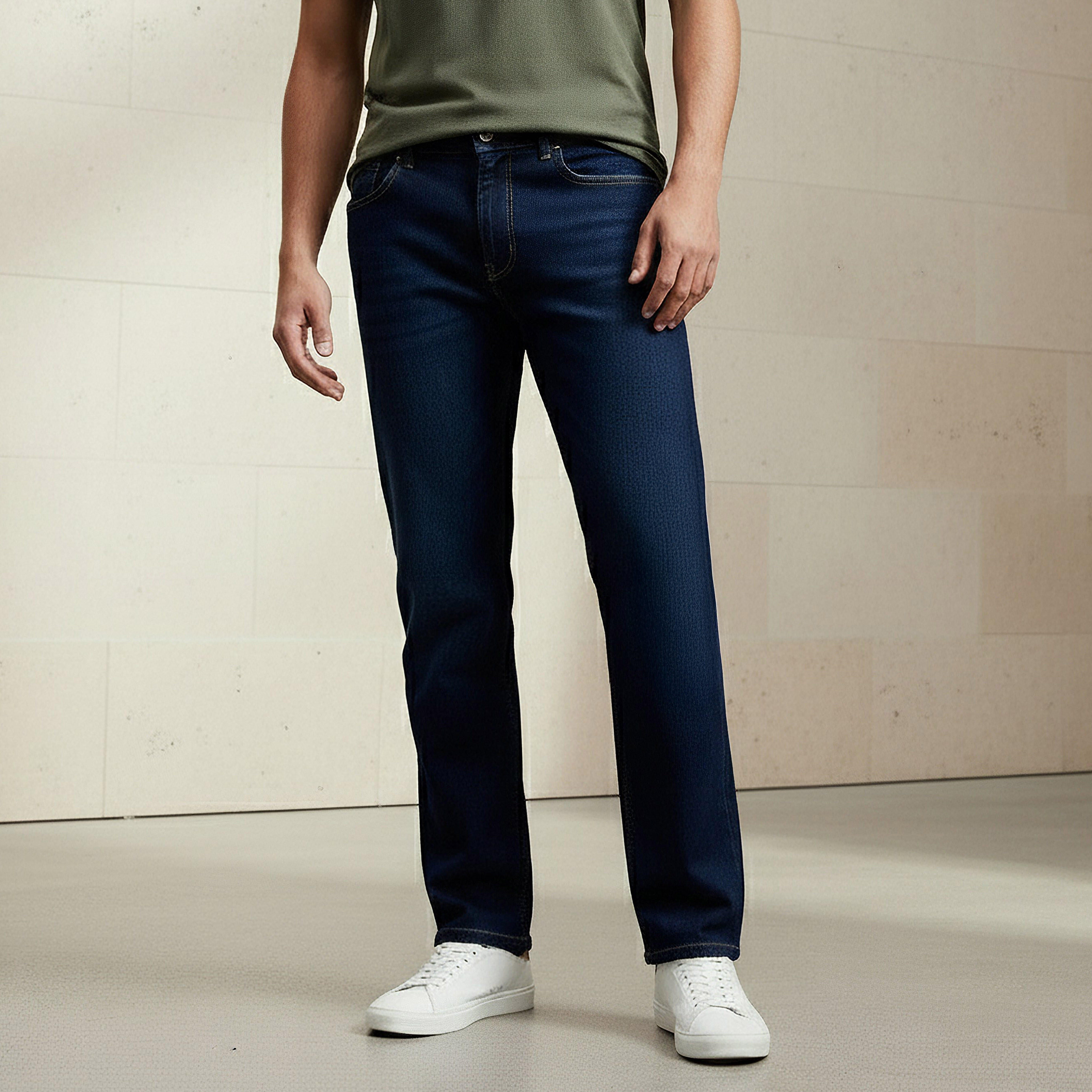 بنطلون جينز بقصة مستقيمة وخصر متوسط للرجال-men-clothing-bottoms-jeans-image-4