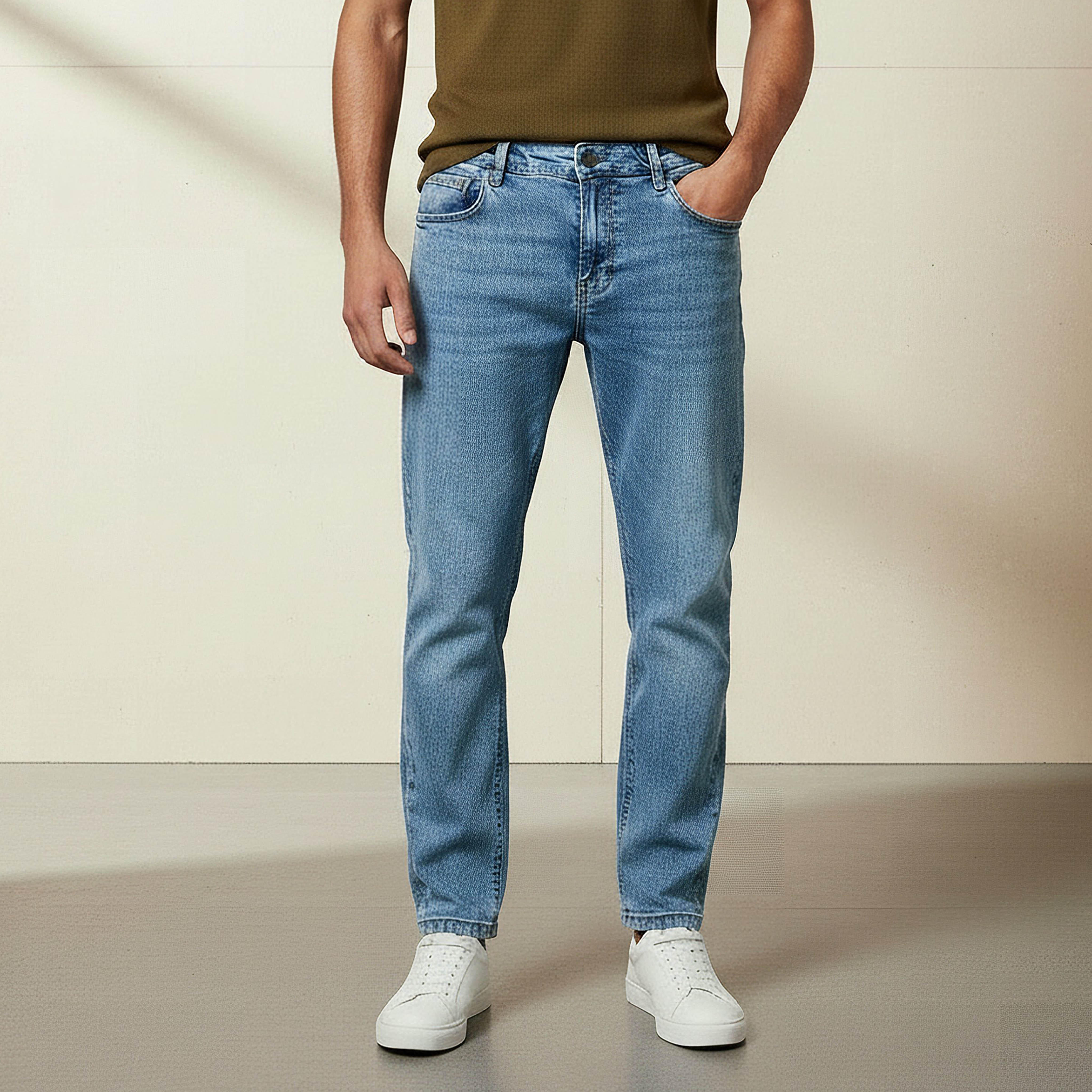 Men Tapered Fit Mid-Rise Jeans-men-clothing-bottoms-jeans-image-1