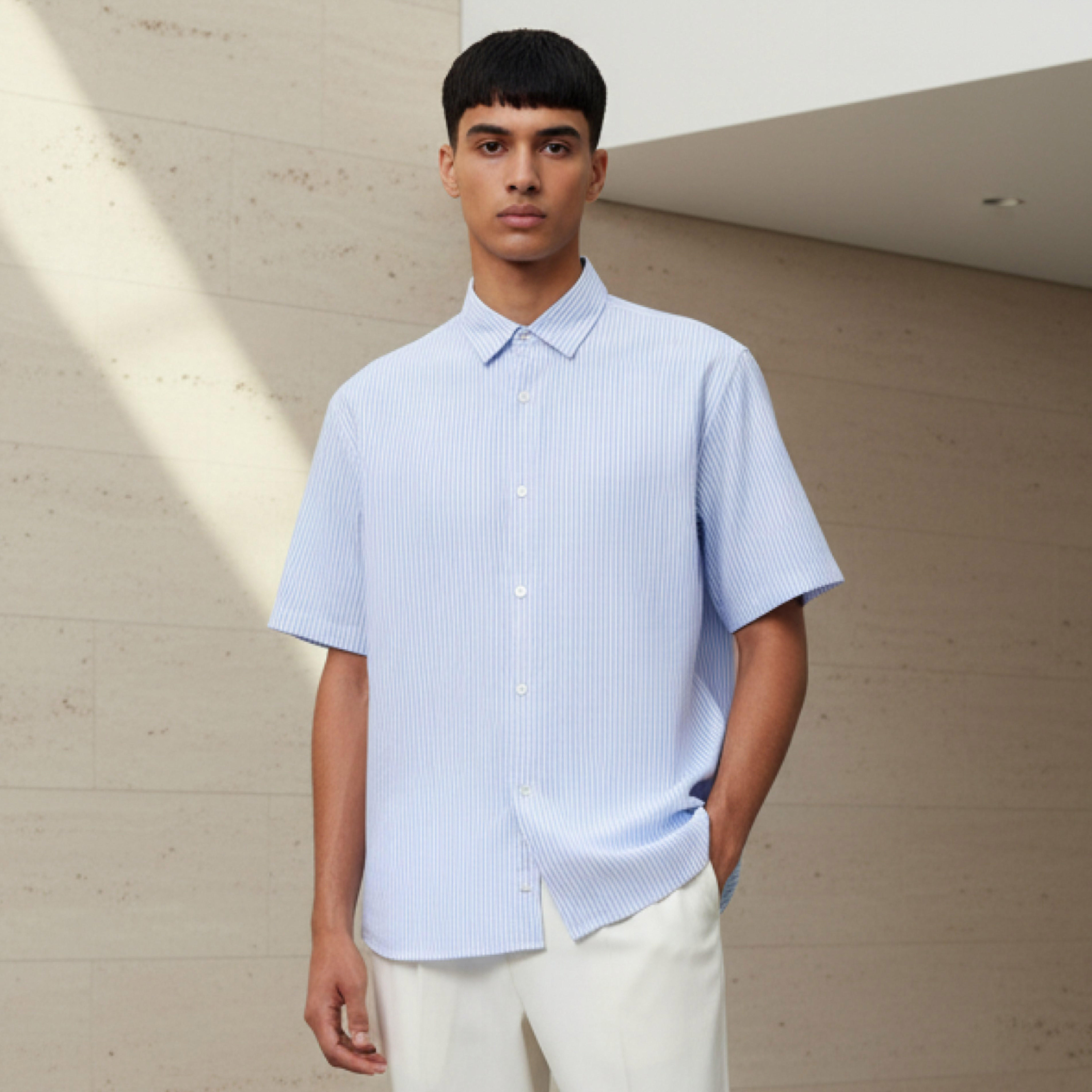 Men Regular Fit Collared Striped Short Sleeves Shirt-PROMO_SP_BH_2FOR10_110625-image-1