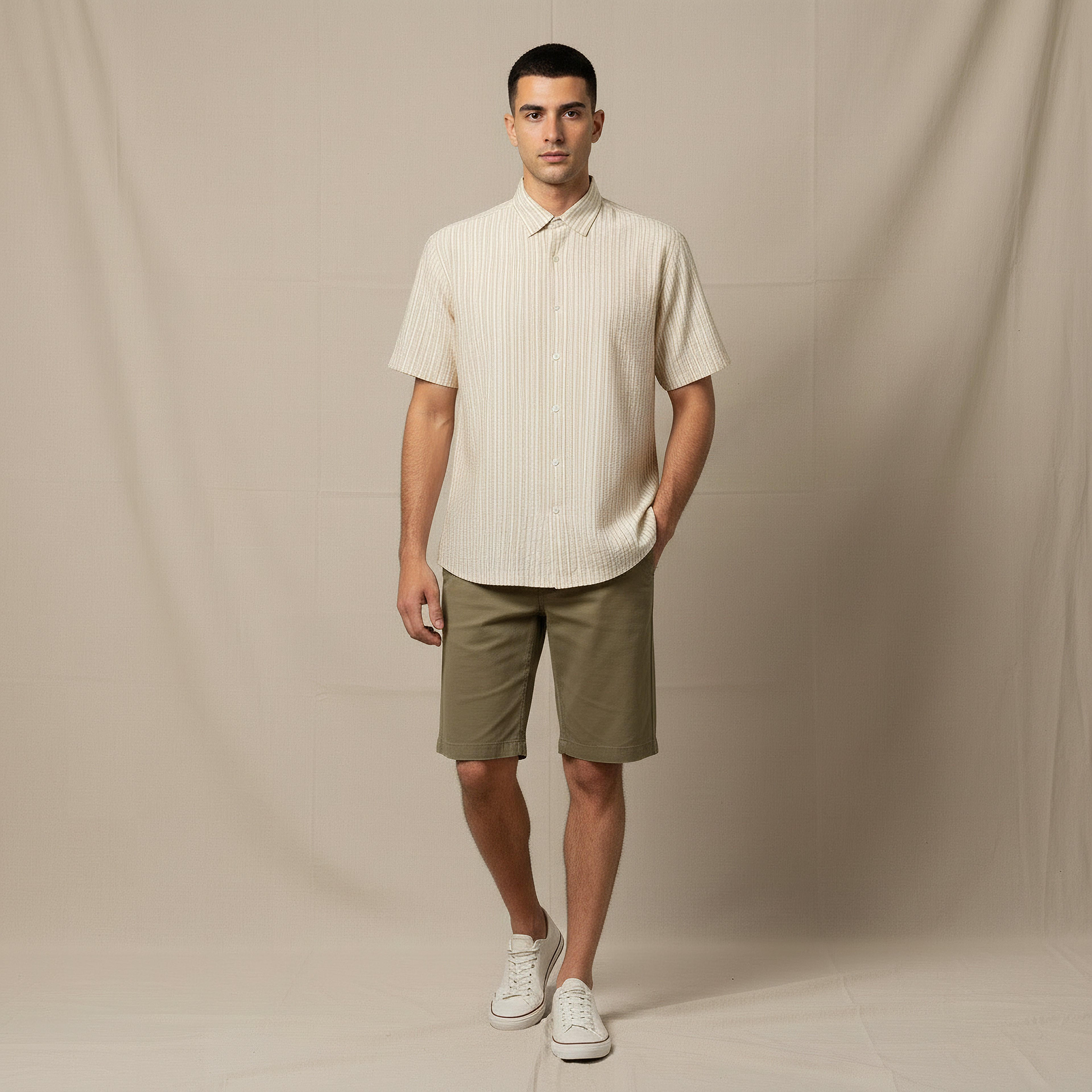 Men Regular Fit Collared Striped Short Sleeves Shirt-PROMO_SP_BH_2FOR10_110625-image-2