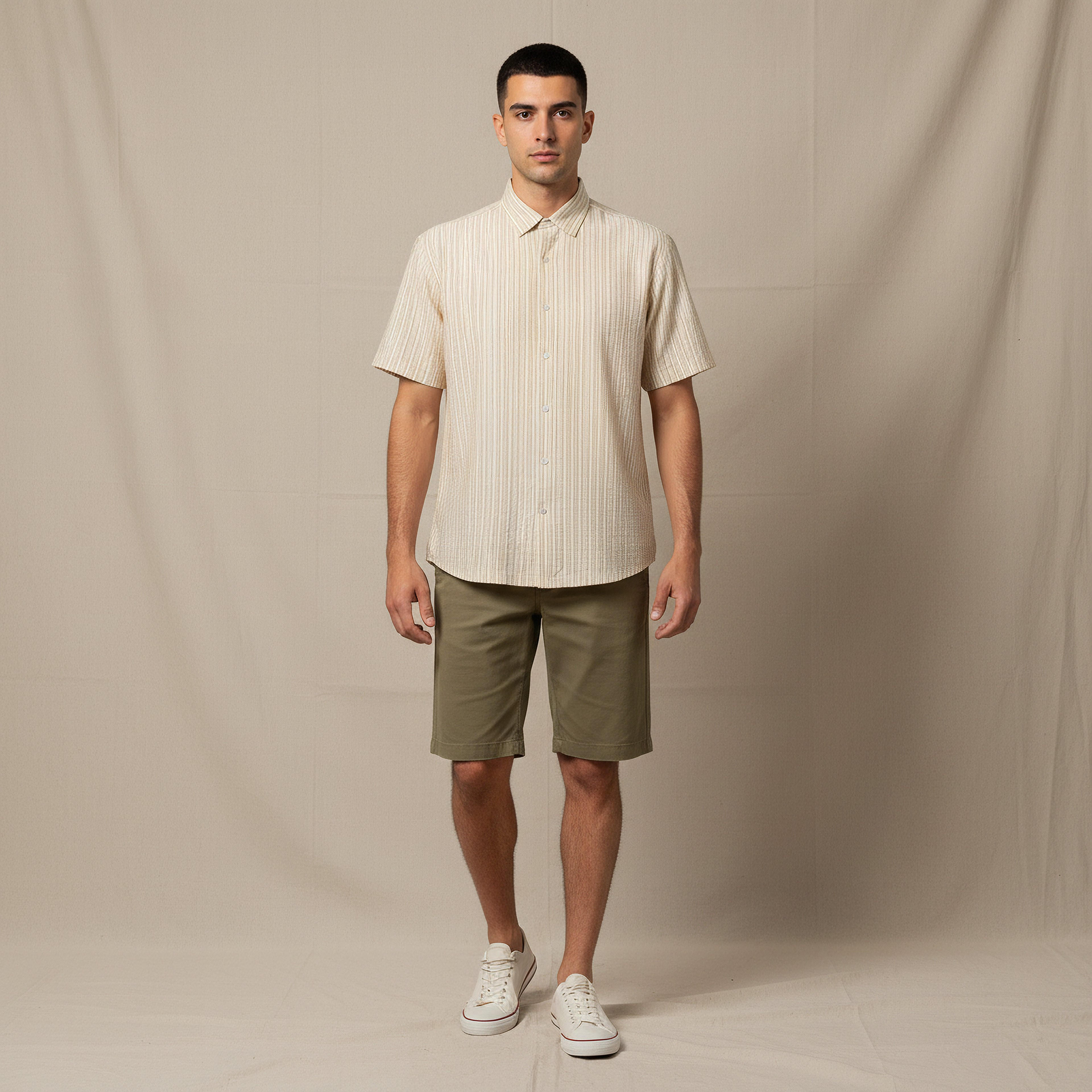 Men Regular Fit Collared Striped Short Sleeves Shirt-PROMO_SP_BH_2FOR10_110625-image-5
