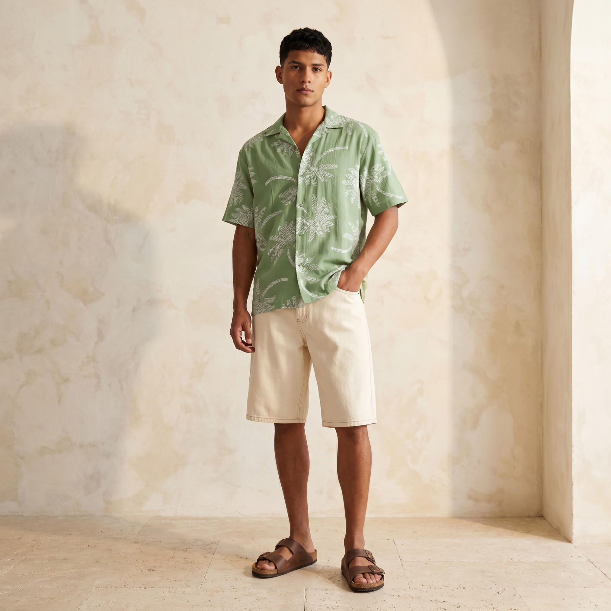 Men Camp Collar Palm Tree Print Short Sleeves Resort Shirt-men-clothing-shirts-image-3