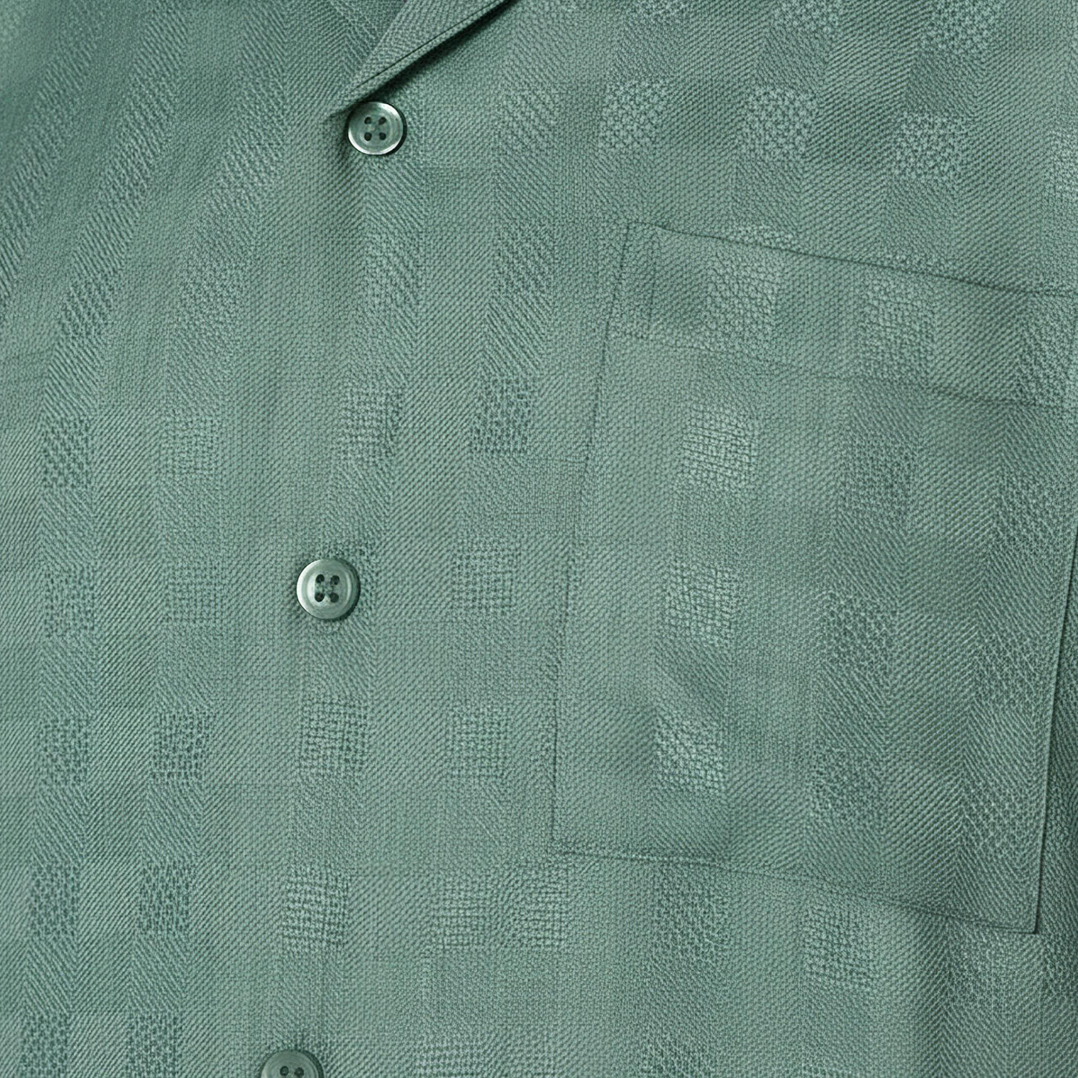Men Regular Fit Camp Collar Textured Short Sleeves Resort Shirt-men-clothing-shirts-image-4