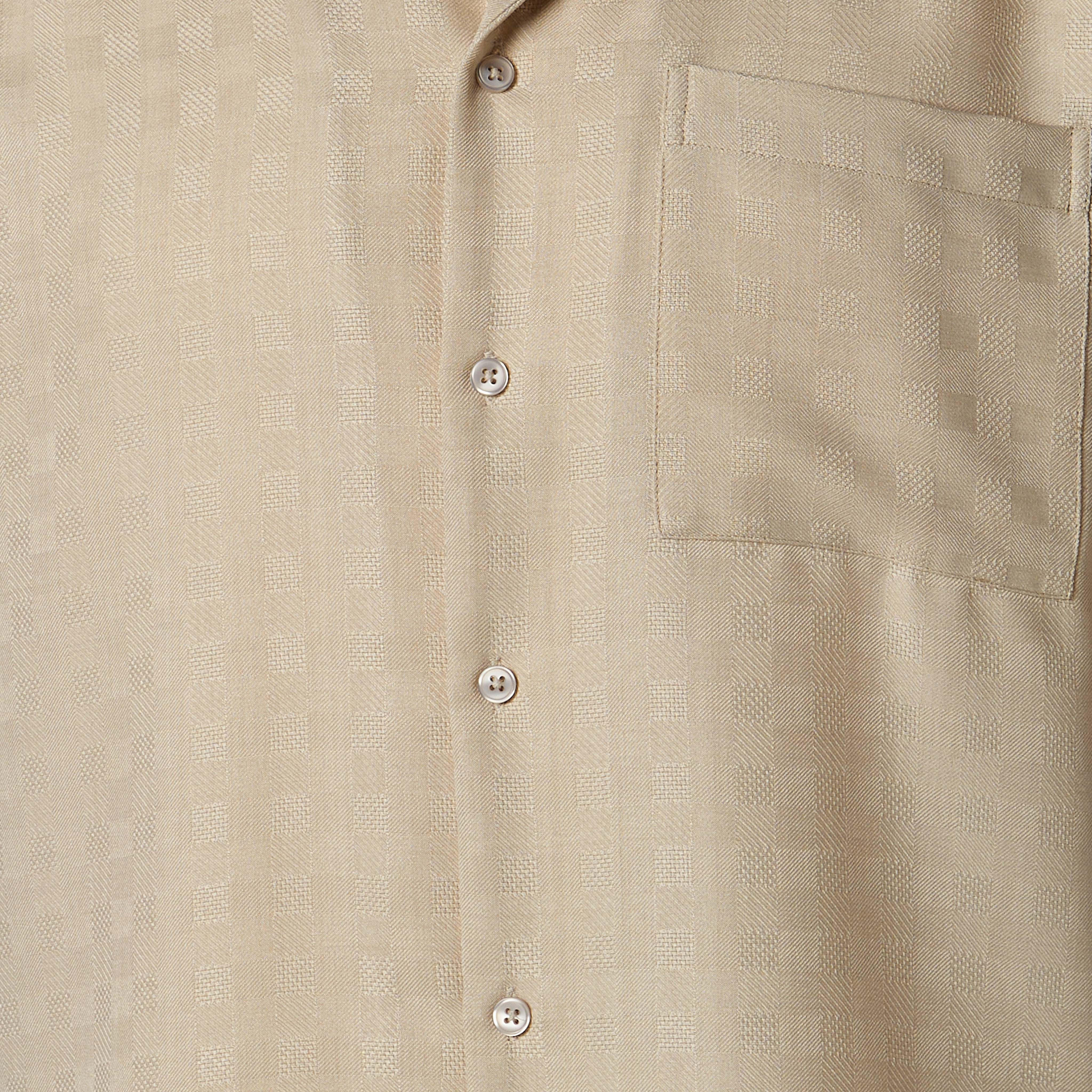 Men Regular Fit Camp Collar Textured Short Sleeves Resort Shirt-men-clothing-shirts-image-4