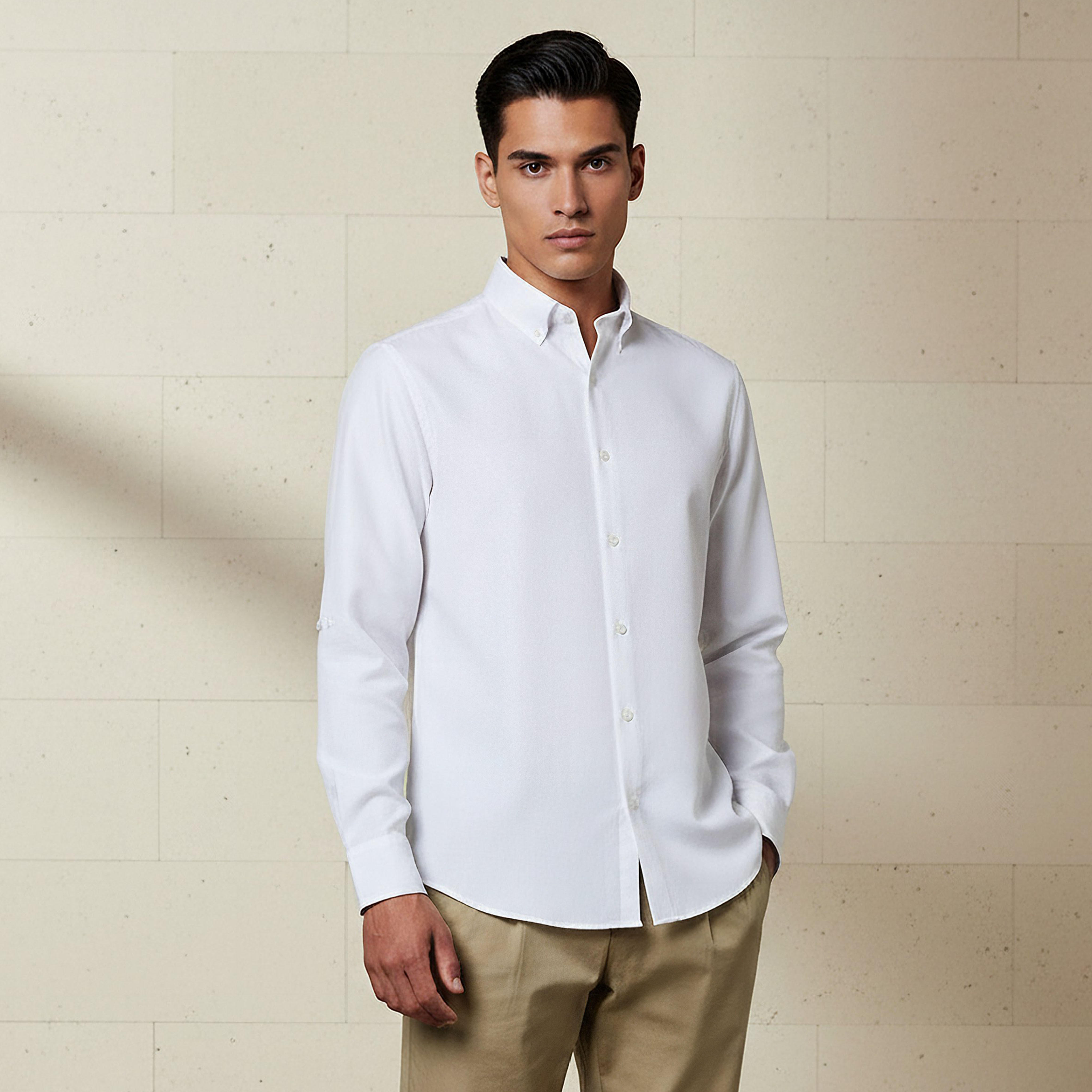 Men Regular Fit Button-Down Collar Long Sleeves Linen Look Shirt-PROMO_SP_KSA_6_BUY3FORSAR119_130625-image-1