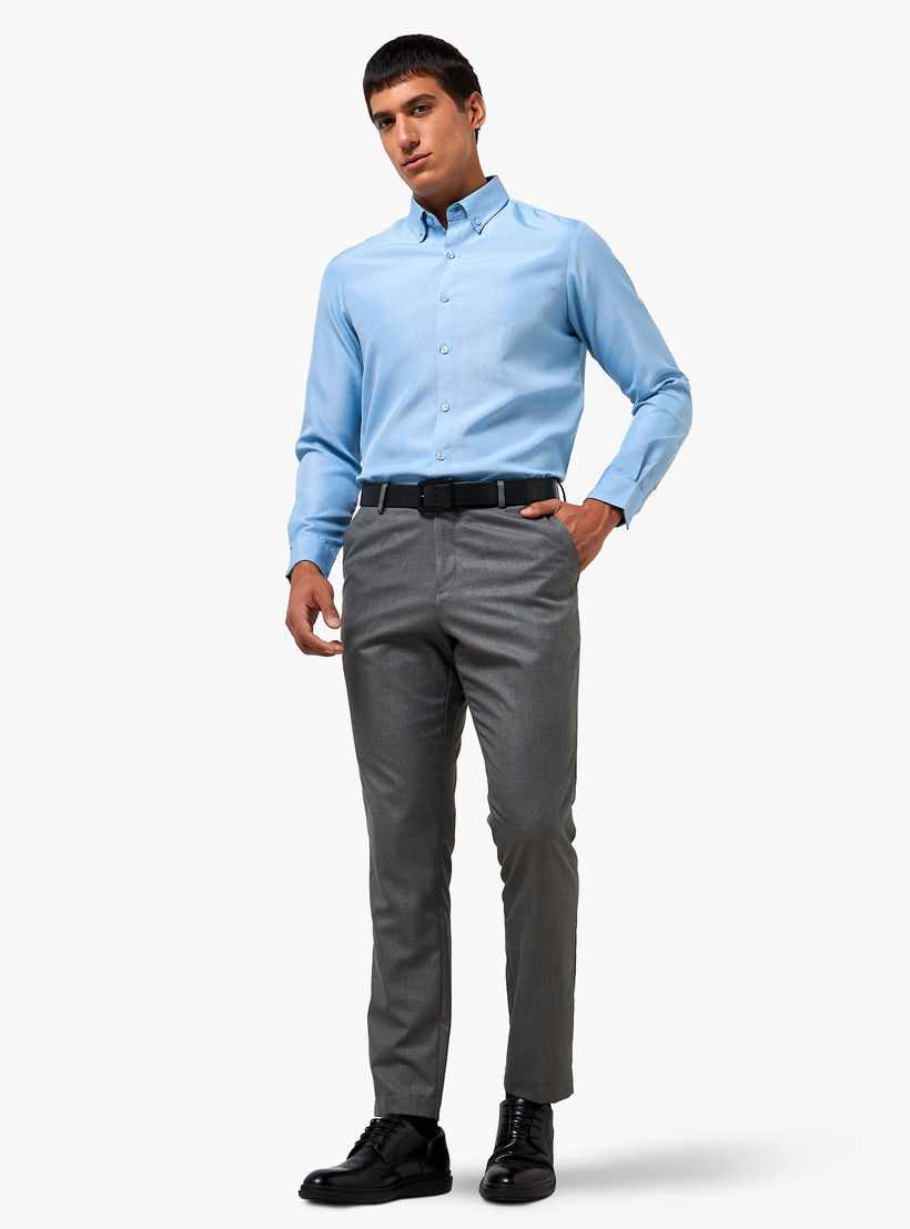 Men Regular Fit Button-Down Collar Long Sleeves Linen Look Shirt-men-clothing-shirts-image-3