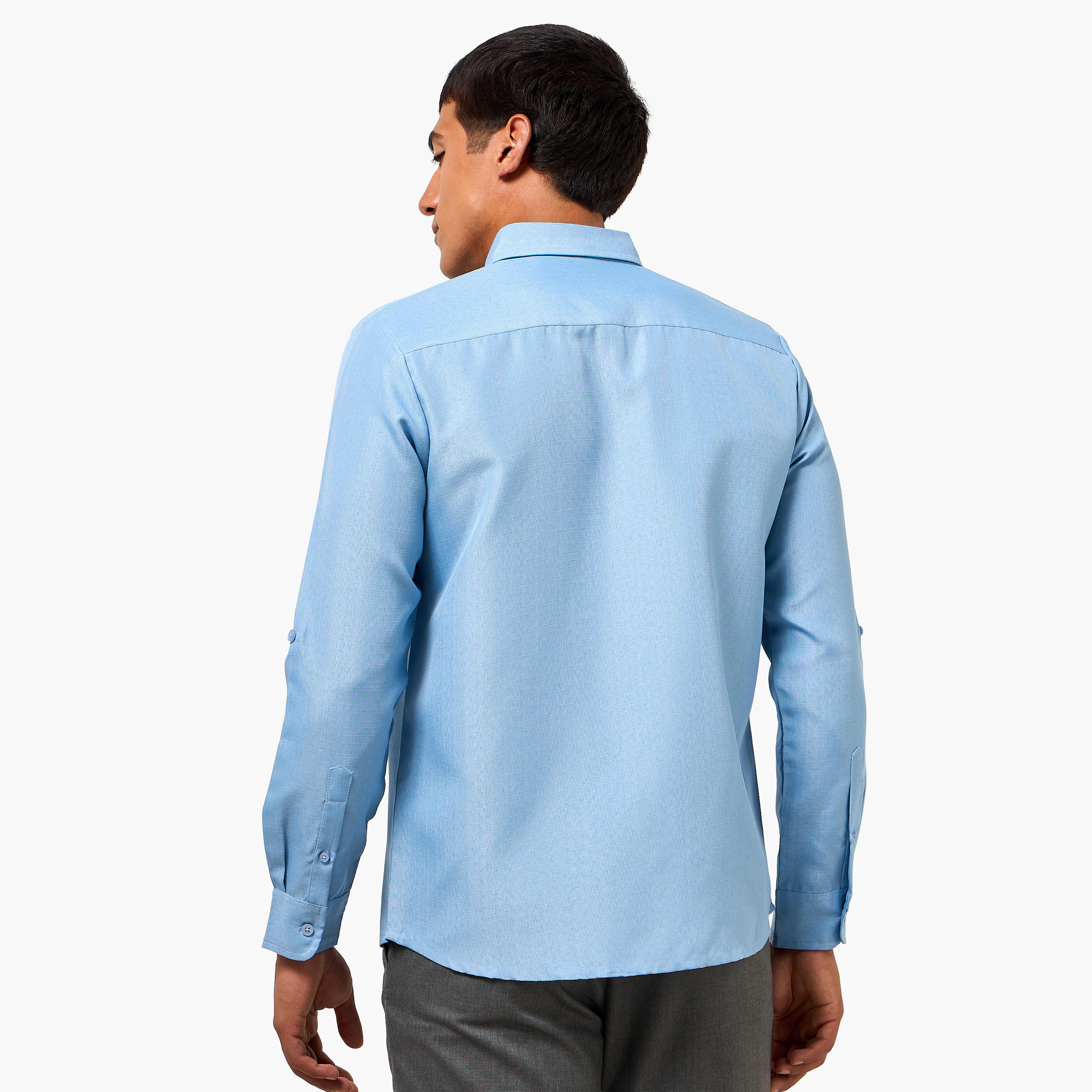 Men Regular Fit Button-Down Collar Long Sleeves Linen Look Shirt-men-clothing-shirts-image-4