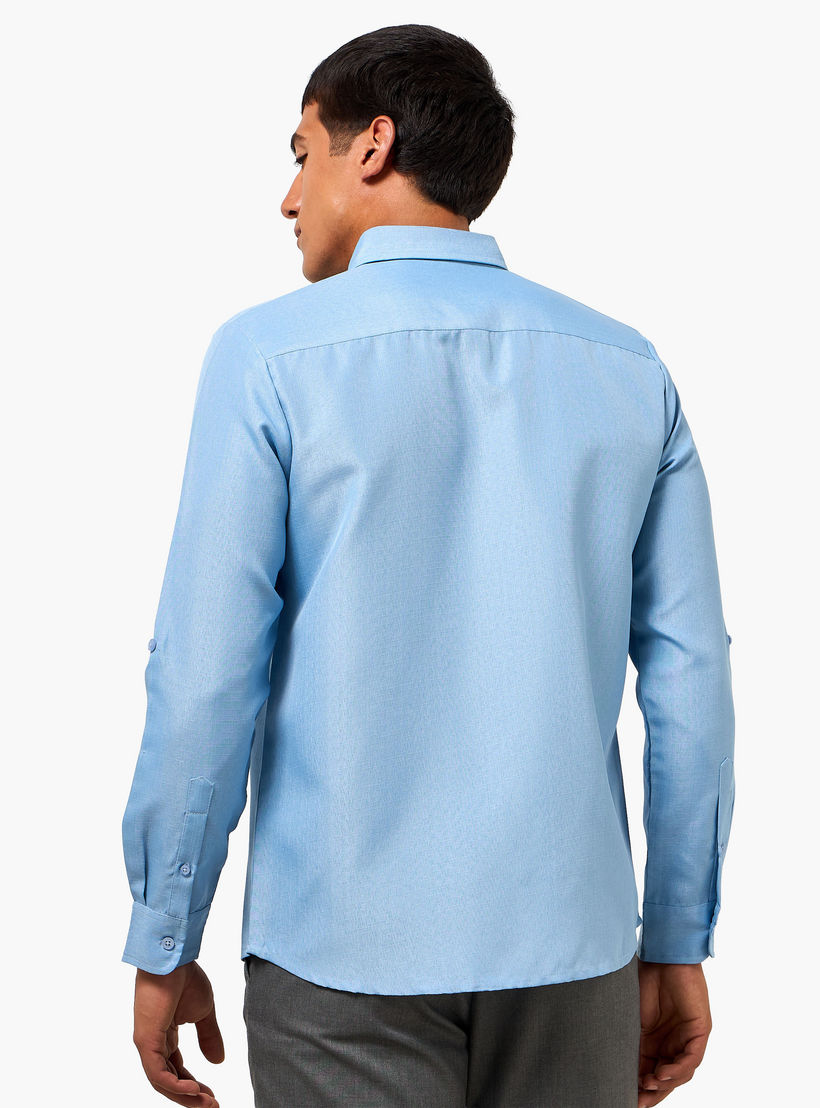 Men Regular Fit Button-Down Collar Long Sleeves Linen Look Shirt-men-clothing-shirts-image-4