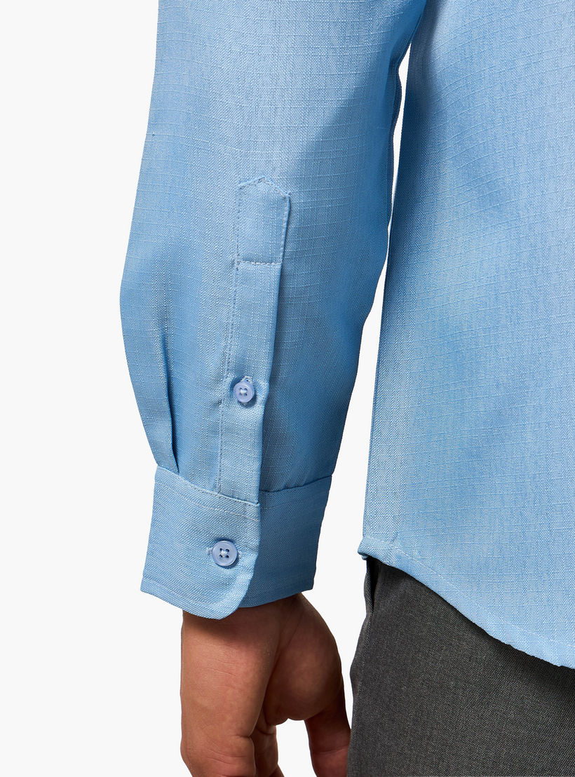 Men Regular Fit Button-Down Collar Long Sleeves Linen Look Shirt-men-clothing-shirts-image-5