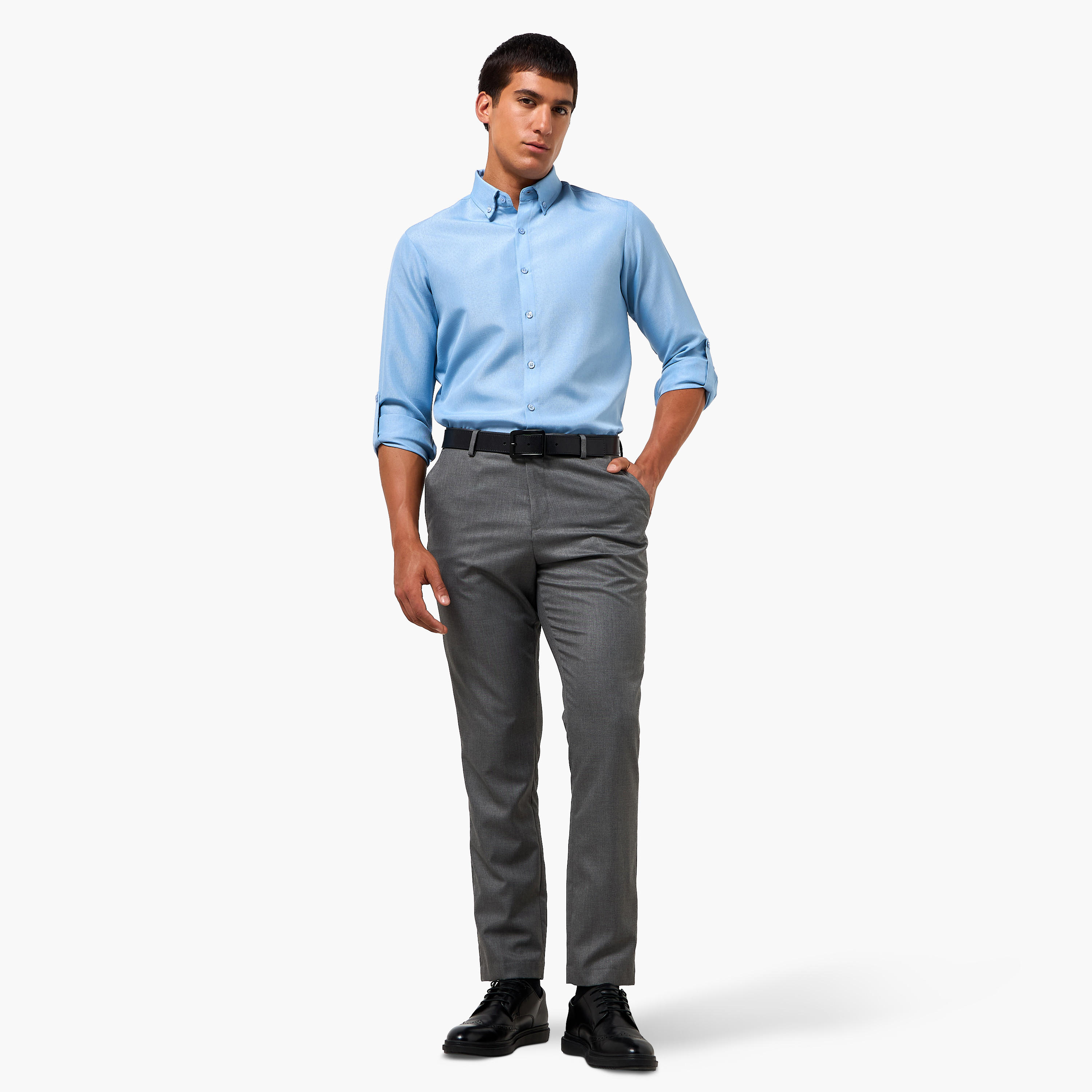 Men Regular Fit Button-Down Collar Long Sleeves Linen Look Shirt-men-clothing-shirts-image-7