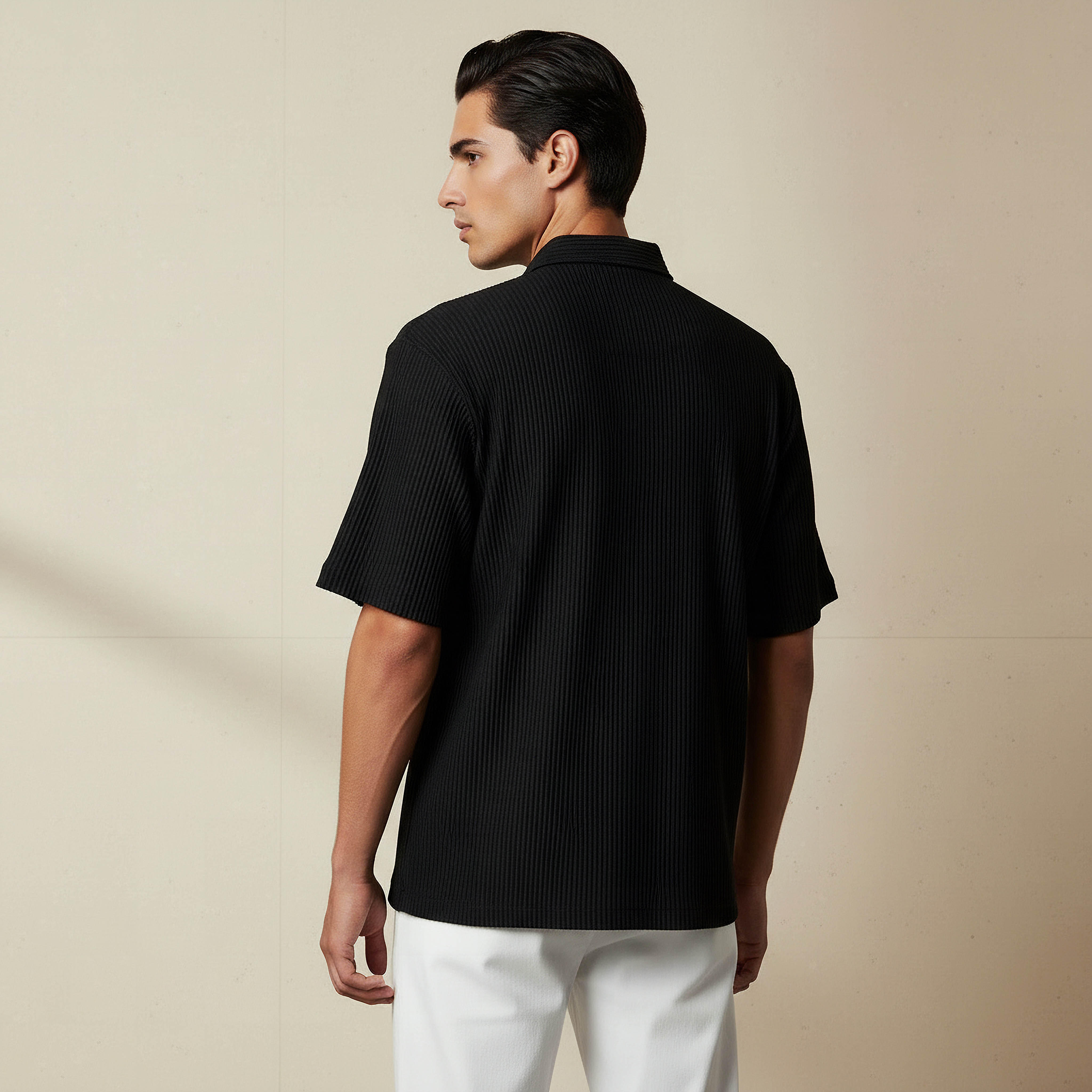 Men Regular Fit Collared Textured Short Sleeve Shirt-PROMO_SP_SA_2FOR99_110625-image-3