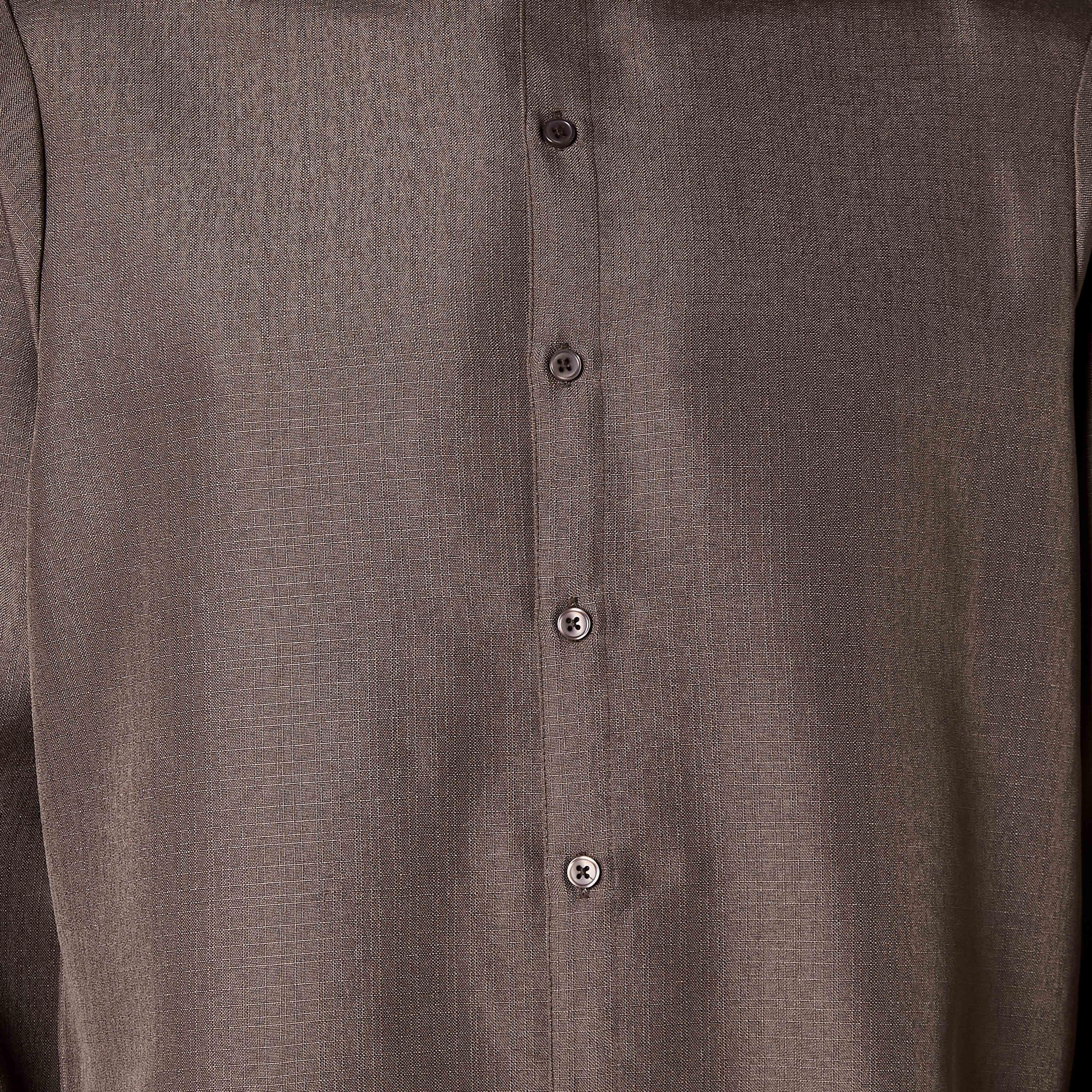 Men Regular Fit Mandarin Collar Long Sleeves Linen Look Shirt-men-clothing-shirts-image-4