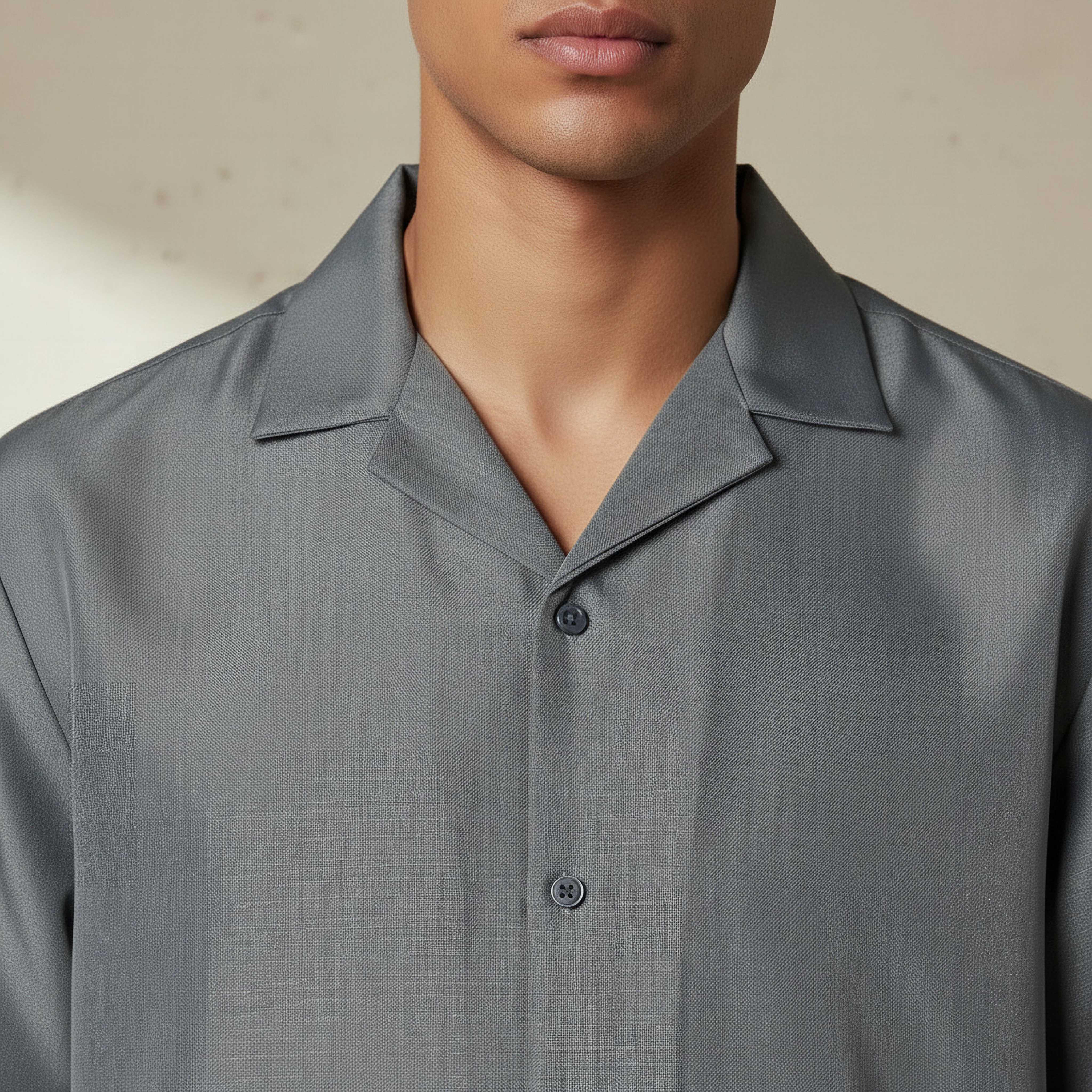 Men Regular Fit Camp Collar Textured Short Sleeves Shirt-men-clothing-shirts-image-4