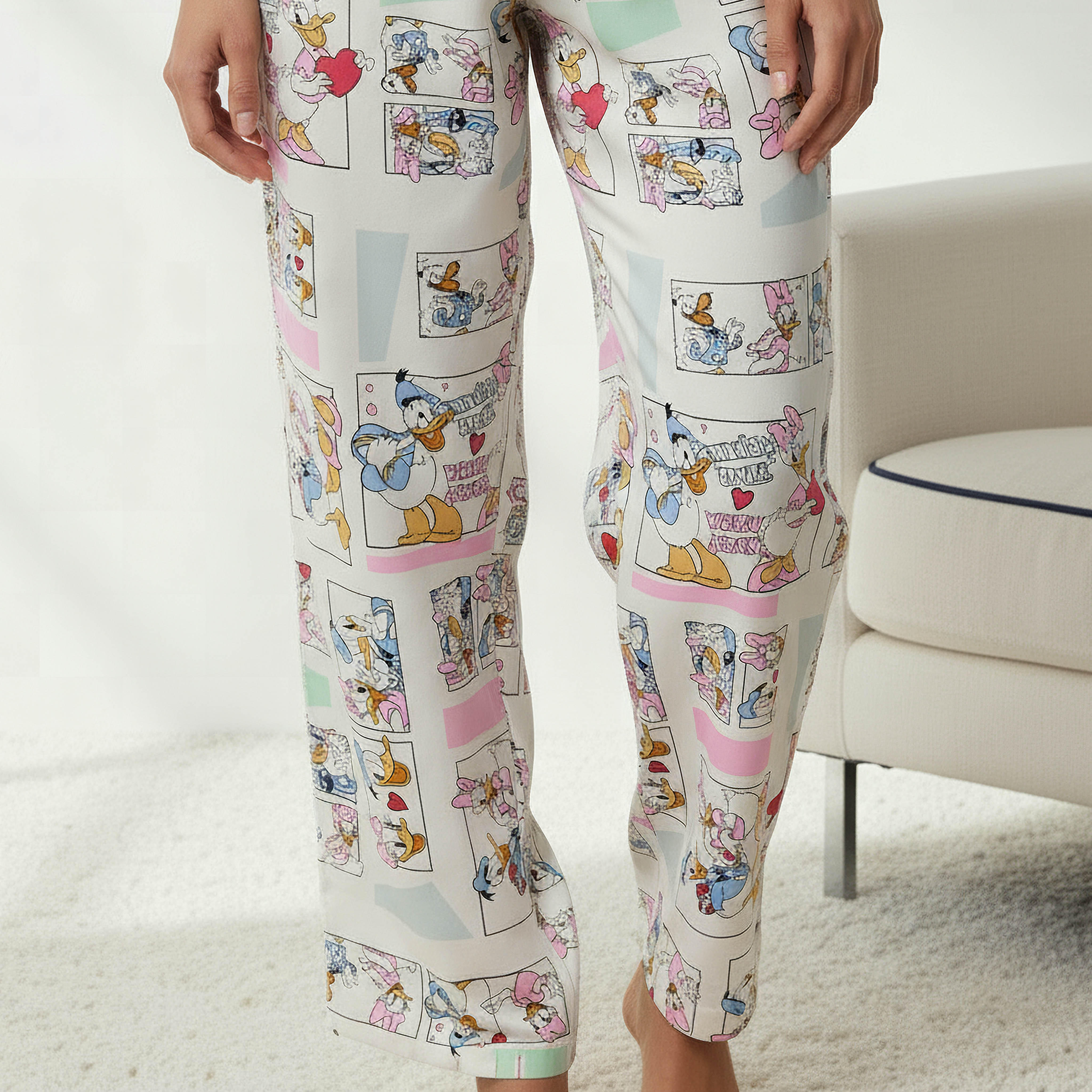 طقم بيجاما فيسكوز بنطلون وقميص بأزرار-women-clothing-nightwear-pyjamas-longsets-image-6