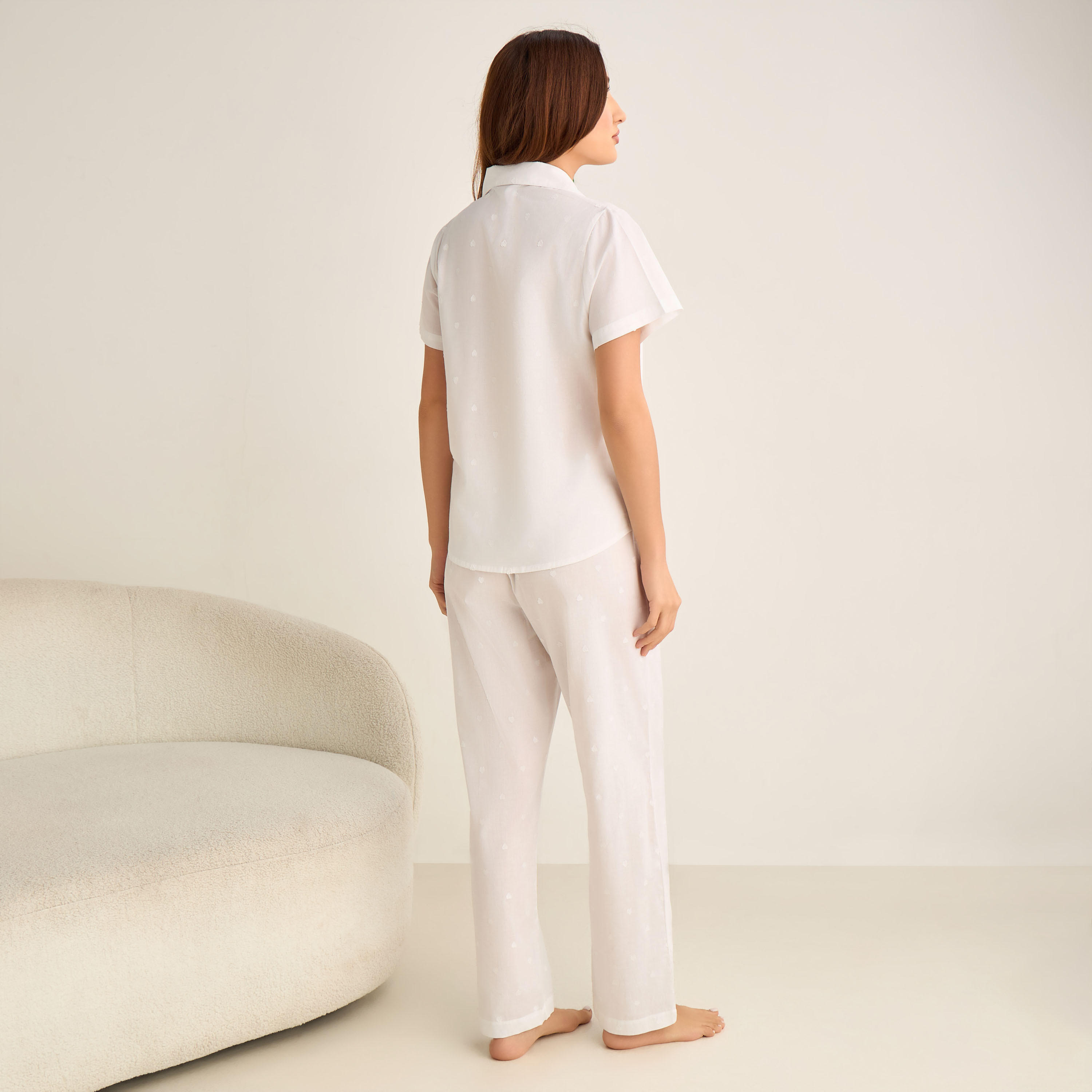 Pyjama Set Button-Down Shirt & Trousers Cotton-women-clothing-nightwear-pyjamas-longsets-image-3