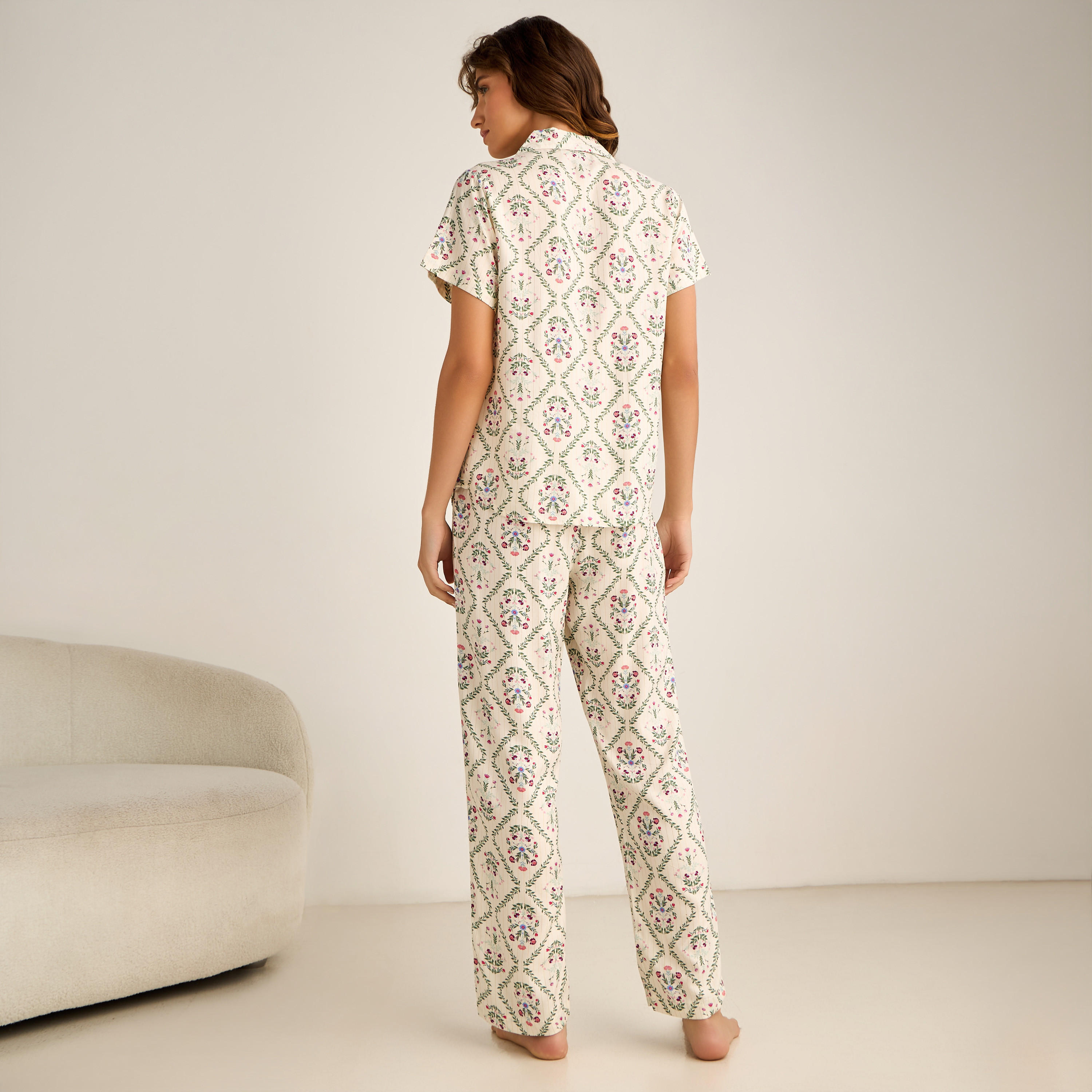 طقم بيجاما بنطلون وقميص بأزرار-women-clothing-nightwear-pyjamas-longsets-image-4