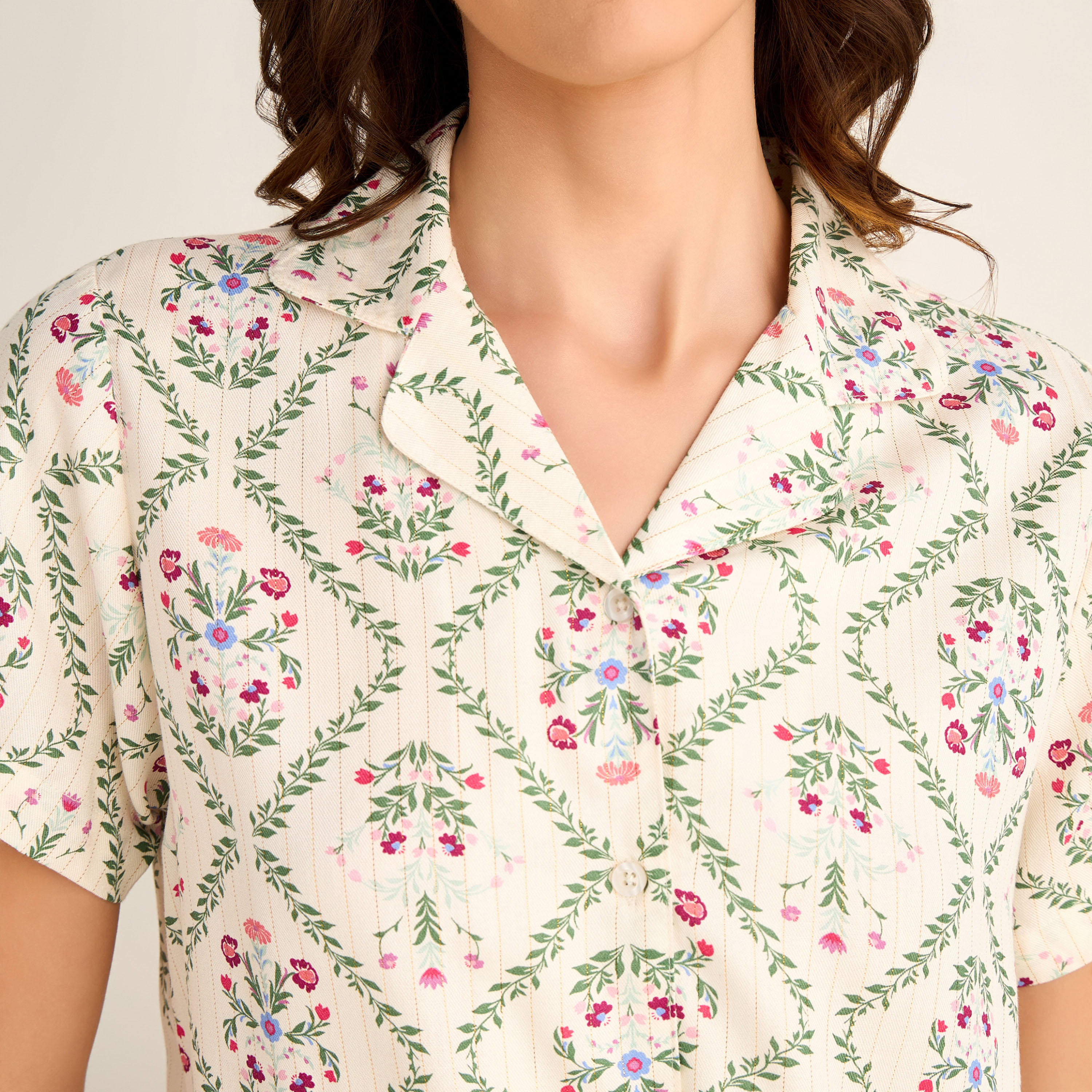 طقم بيجاما بنطلون وقميص بأزرار-women-clothing-nightwear-pyjamas-longsets-image-1