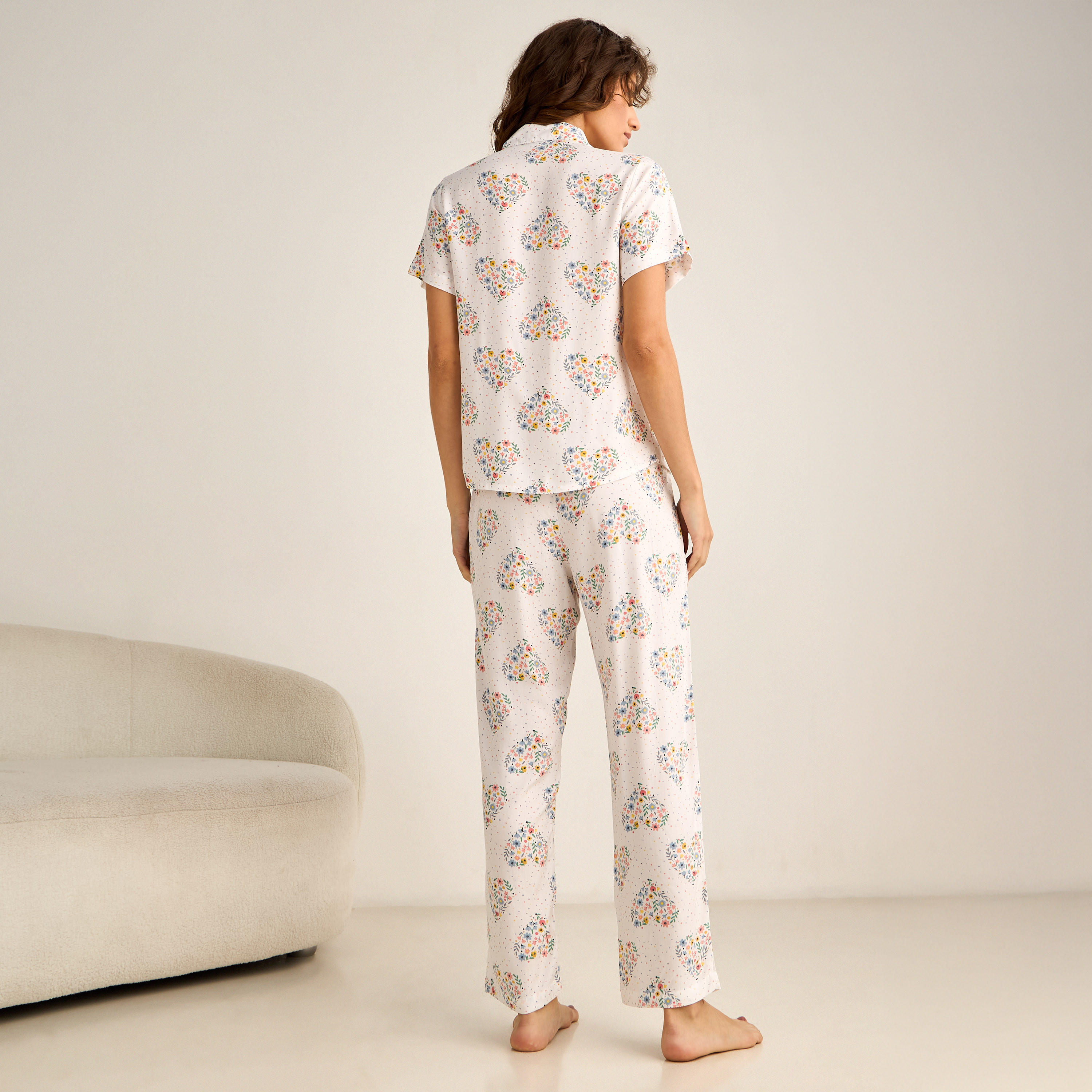 طقم بيجاما قميص بأزرار وبنطلون من فيسكوز-women-clothing-nightwear-pyjamas-longsets-image-4