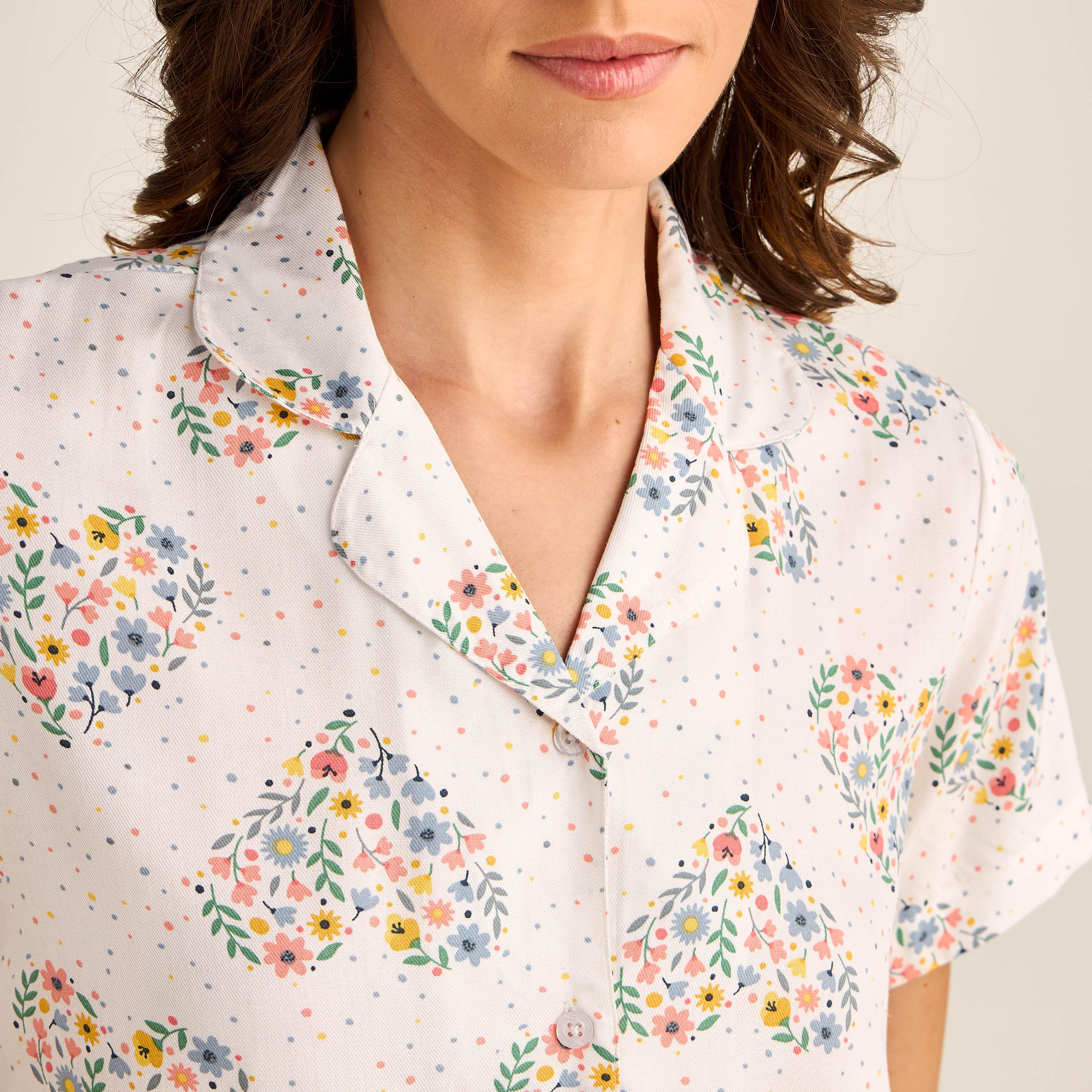 طقم بيجاما قميص بأزرار وبنطلون من فيسكوز-women-clothing-nightwear-pyjamas-longsets-image-2