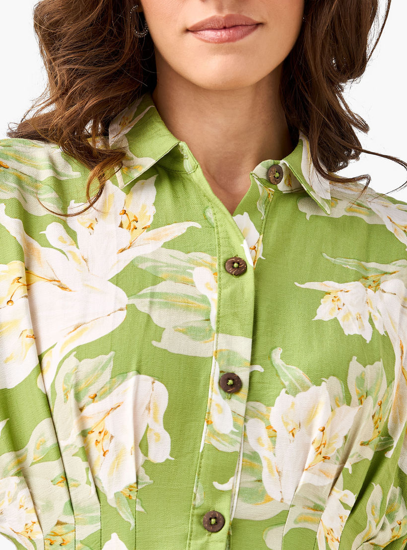 Floral Print Shirt Style Women Dress with Collar Viscose-PROMO_SP_AE_2FOR169_110625-image-2