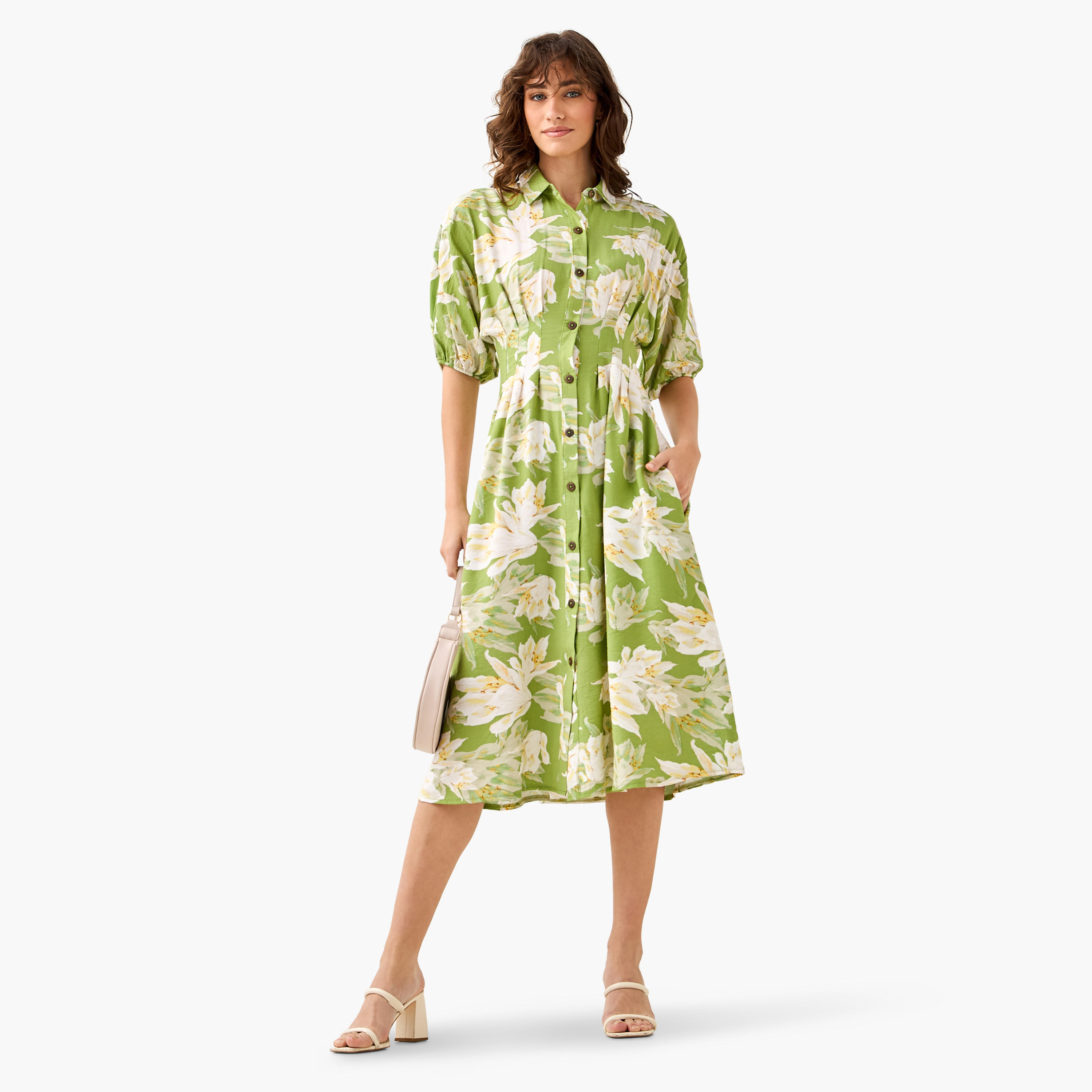 Floral Print Shirt Style Women Dress with Collar Viscose-PROMO_SP_AE_2FOR169_110625-image-3