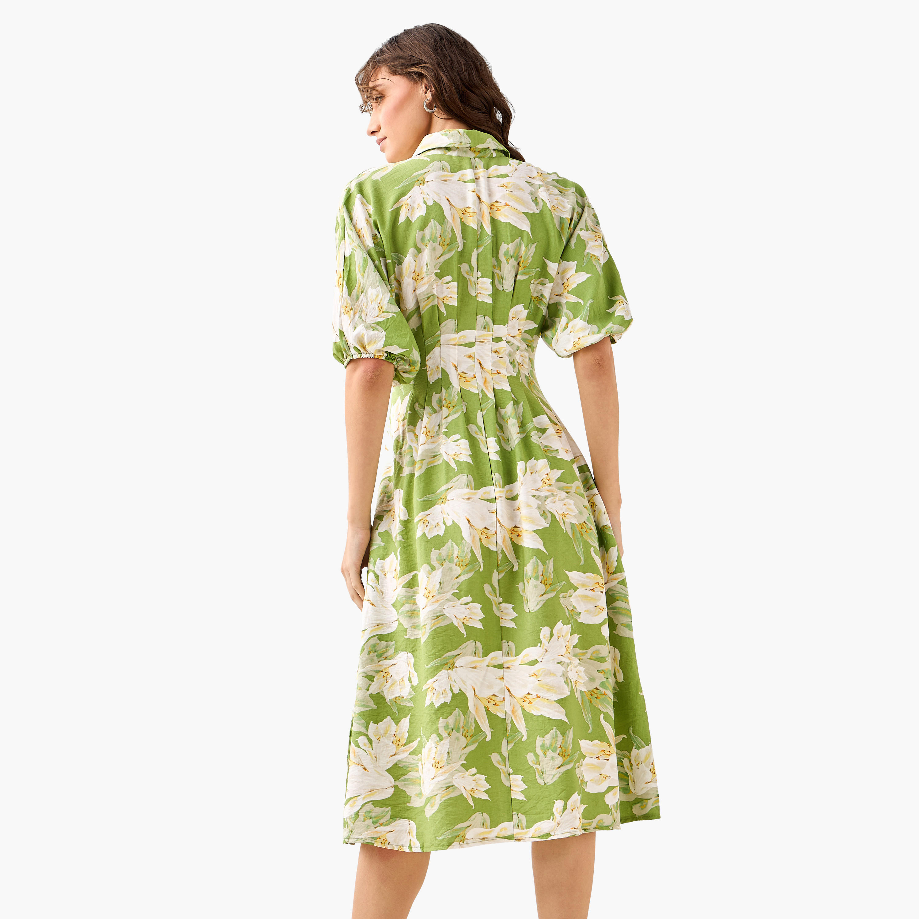 Floral Print Shirt Style Women Dress with Collar Viscose-PROMO_SP_AE_2FOR169_110625-image-4