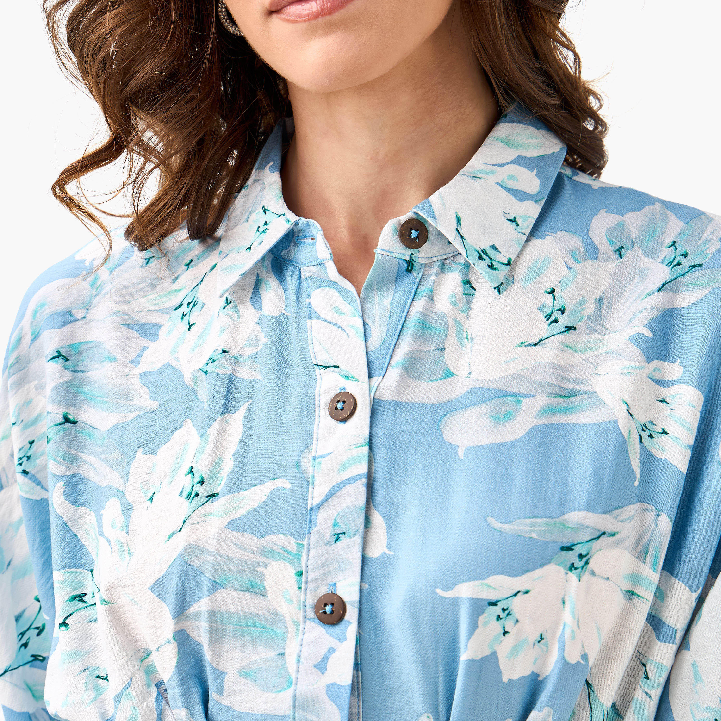 Floral Print Shirt Style Women Dress with Collar Viscose-PROMO_SP_AE_2FOR169_110625-image-2