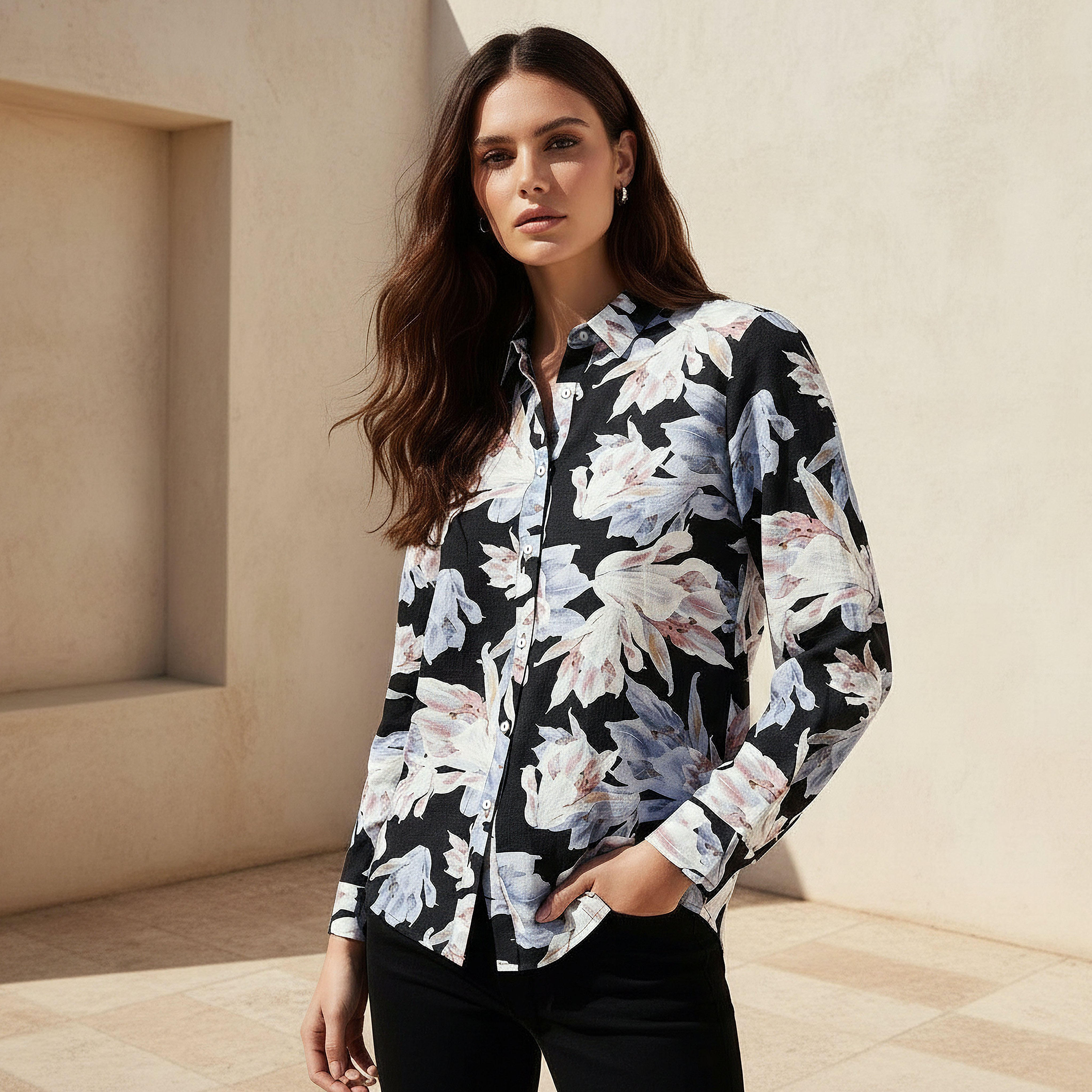 Viscose Shirt with Floral Print-women-clothing-shirtsandblouses-shirts-image-1