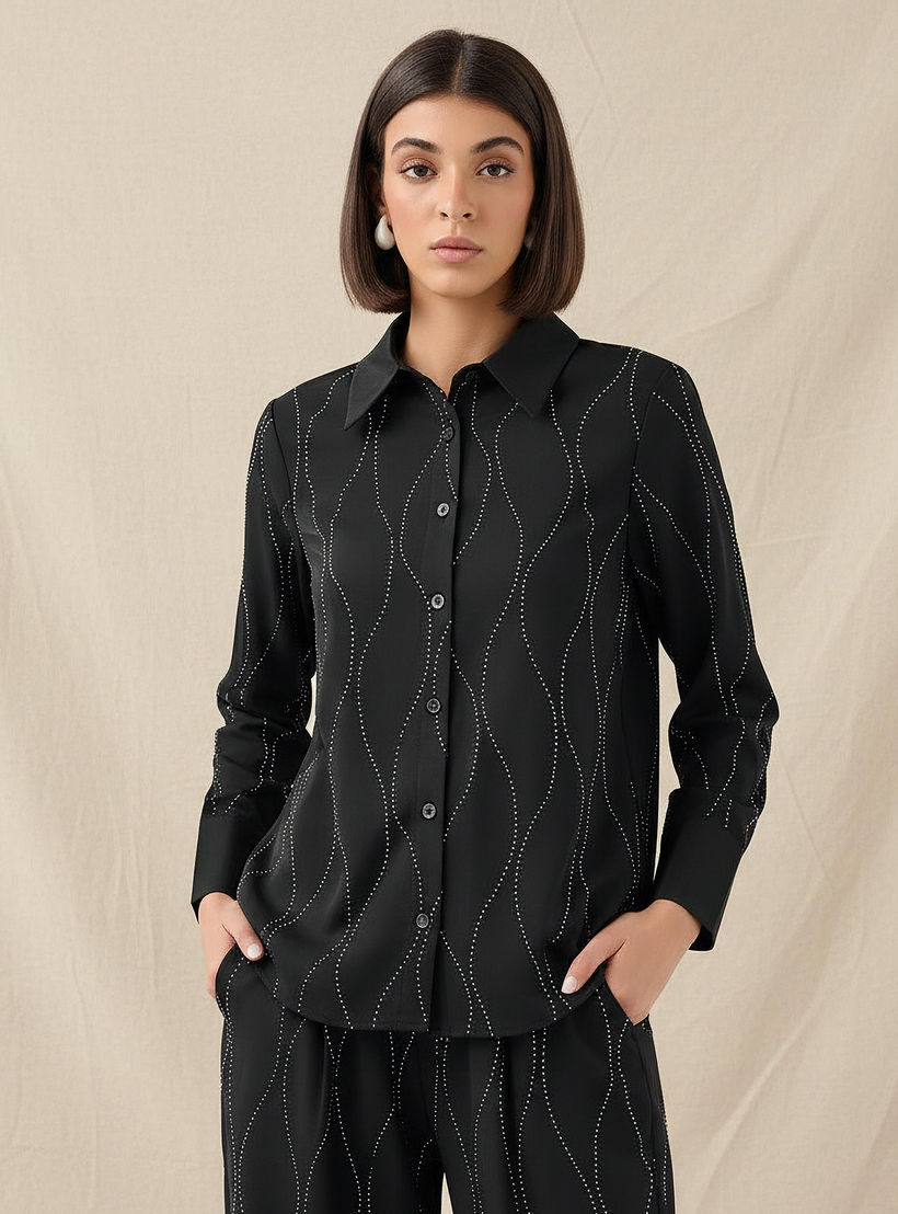 Shirt with Embellishment and Long Sleeves-women-clothing-shirtsandblouses-shirts-image-1