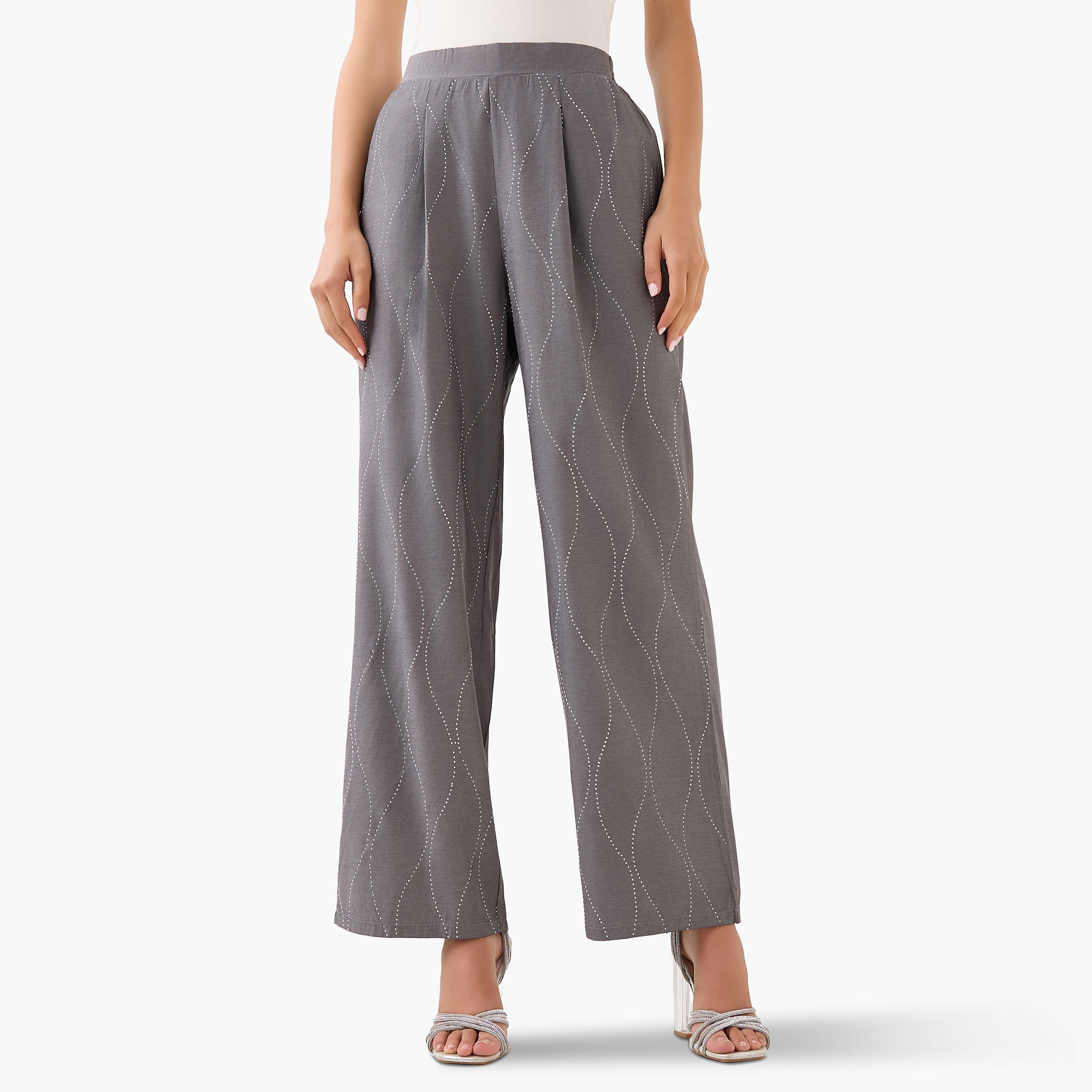 بنطلون مزين واسع الساقين-women-clothing-coordsets-image-4