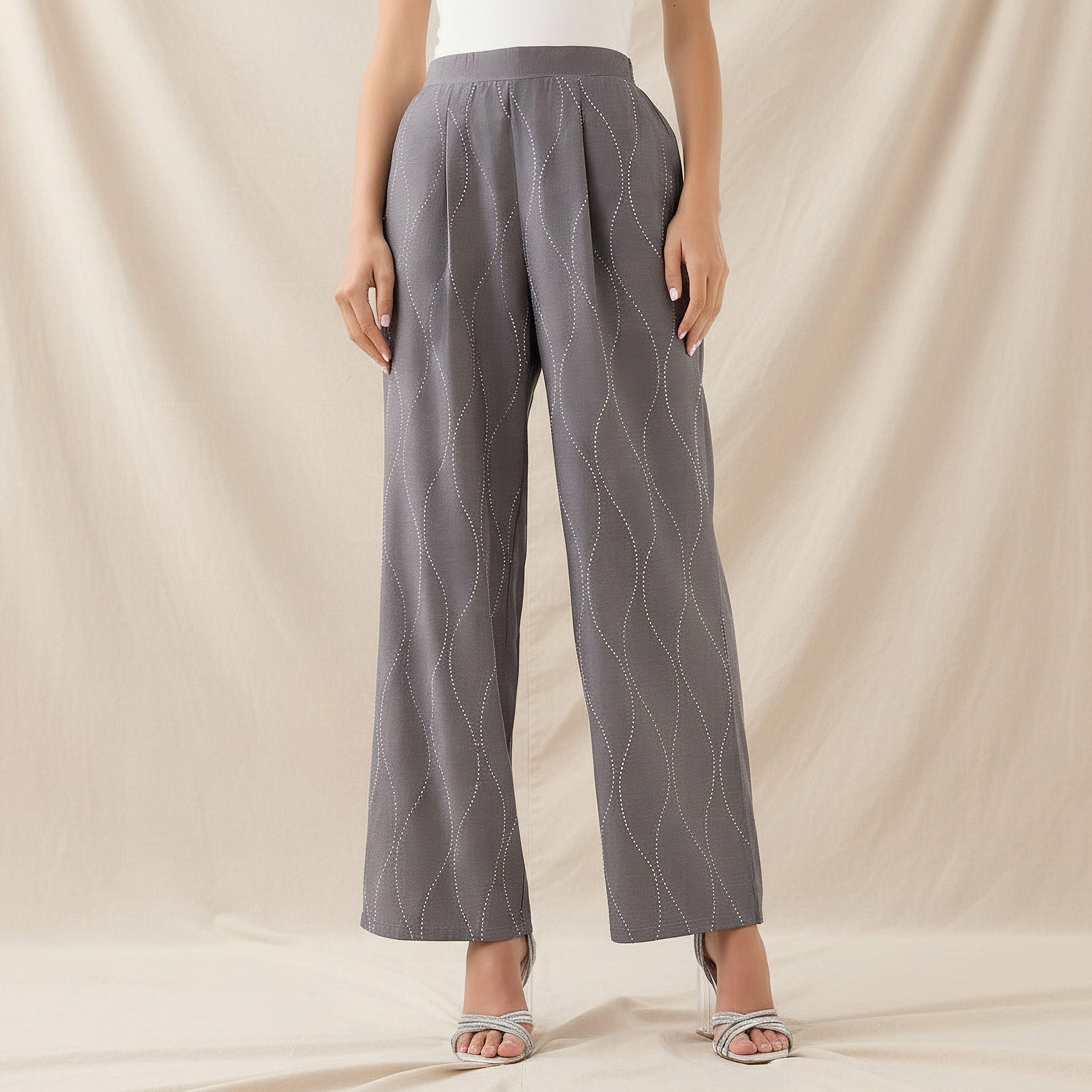 بنطلون مزين واسع الساقين-women-clothing-coordsets-image-5