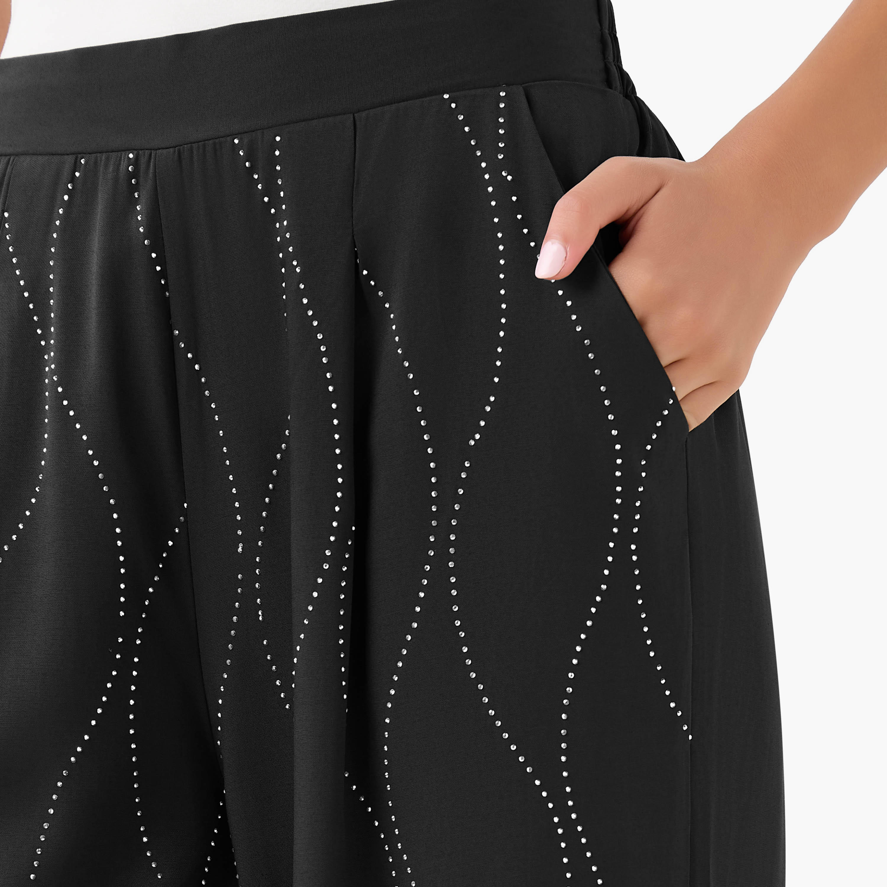 بنطلون مزين واسع الساقين-women-clothing-coordsets-image-5