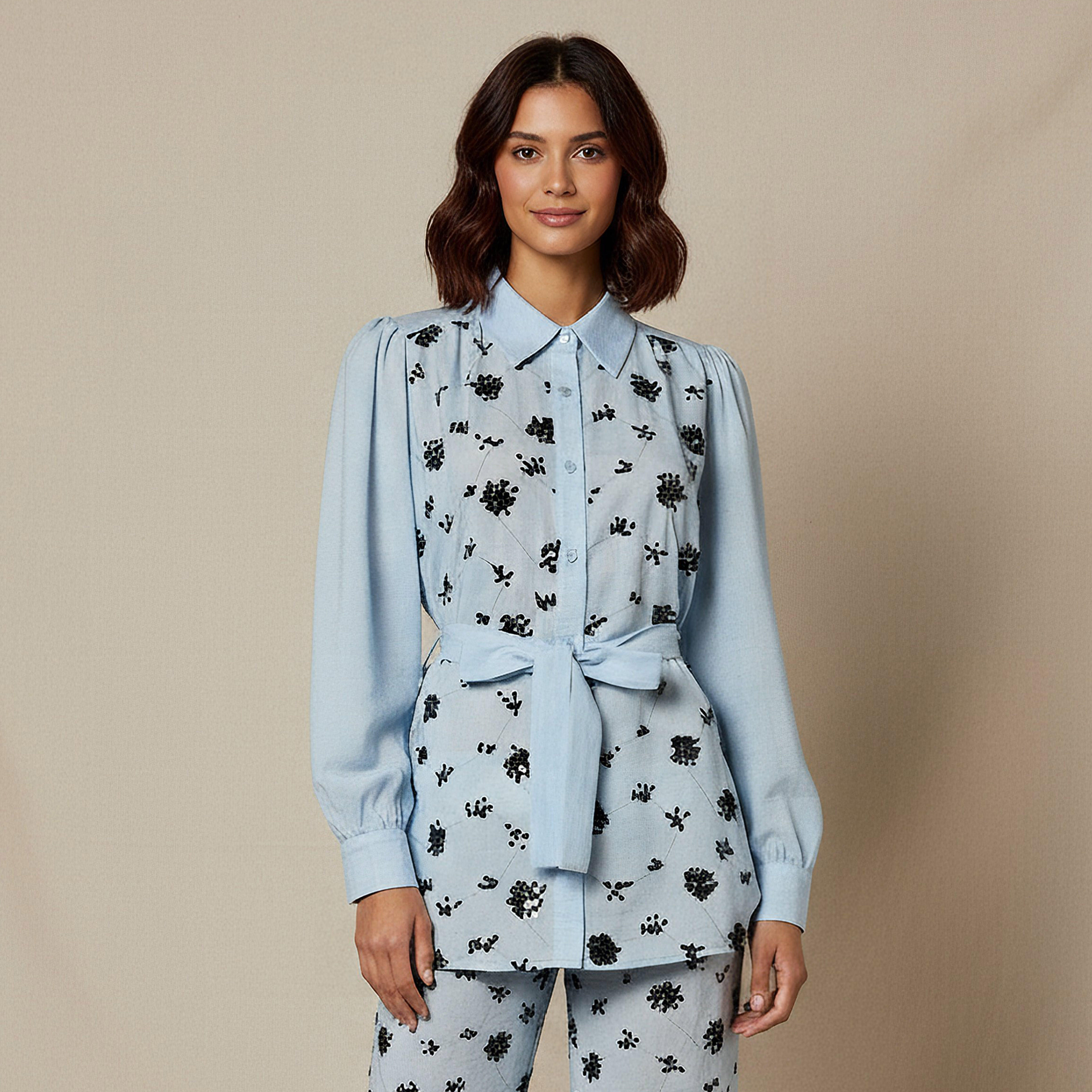 Belted Shirt with Sequins-women-clothing-shirtsandblouses-shirts-image-1