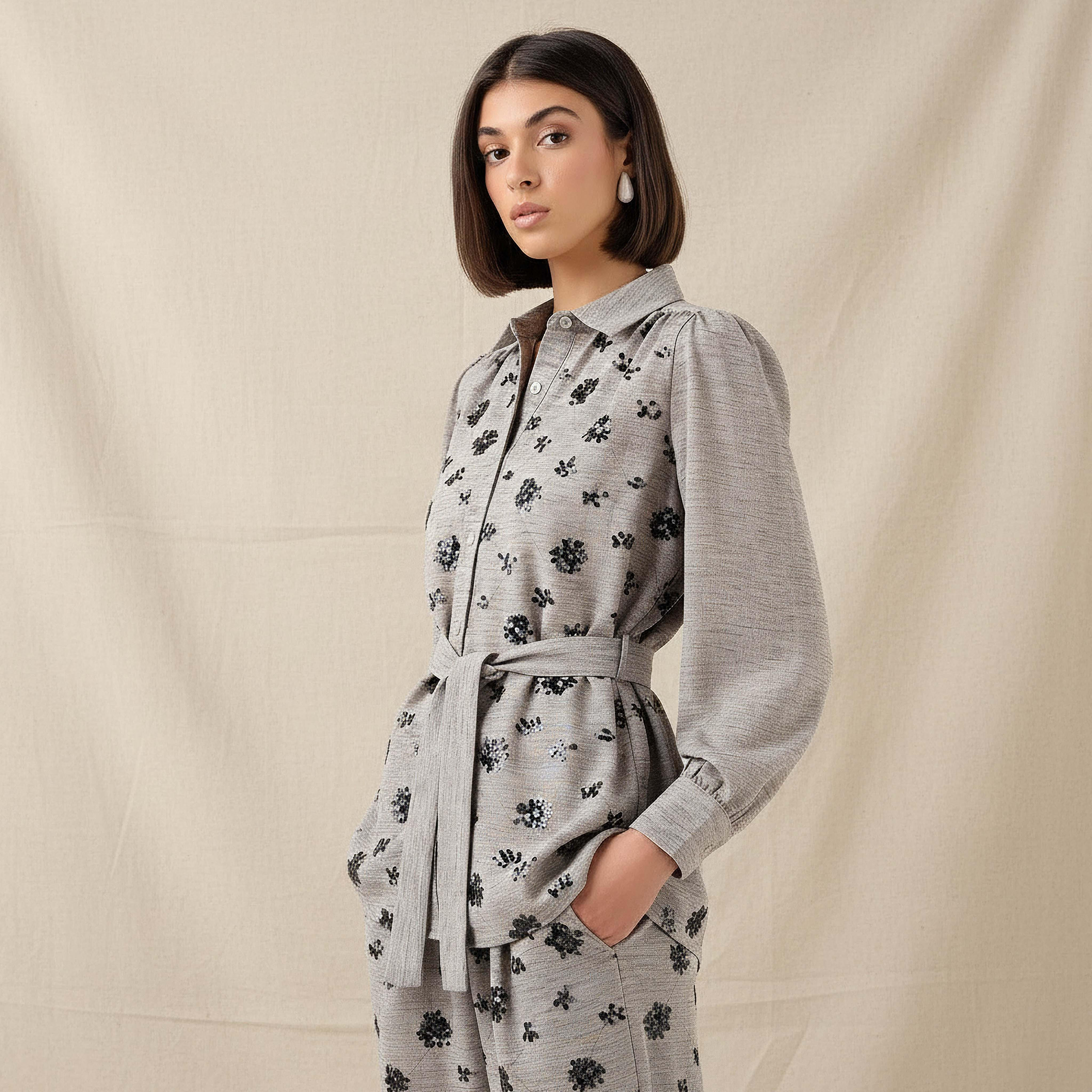 Belted Shirt with Sequins-women-clothing-shirtsandblouses-shirts-image-1