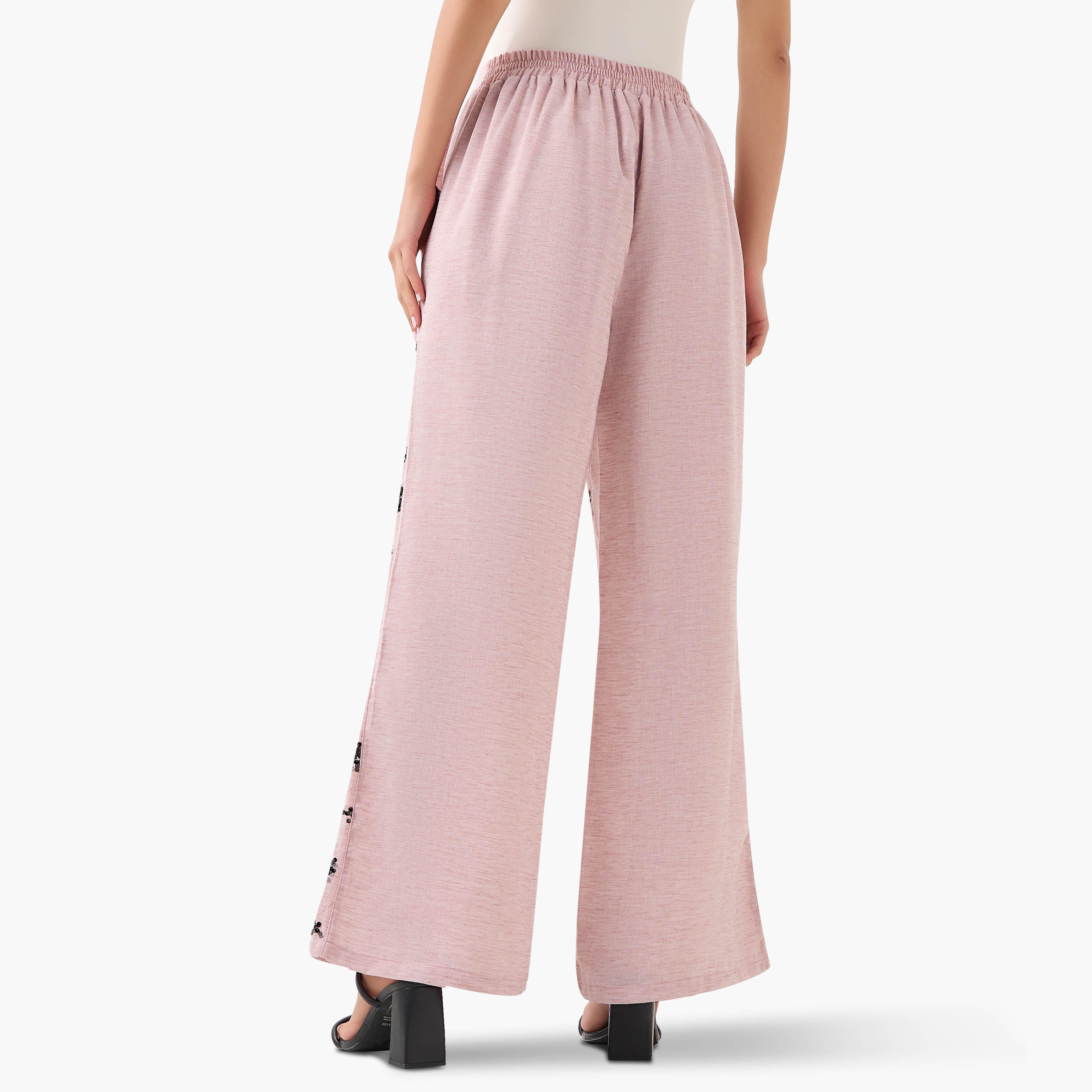 بنطلون واسع الساقين بتزيينات ترتر-women-clothing-coordsets-image-4