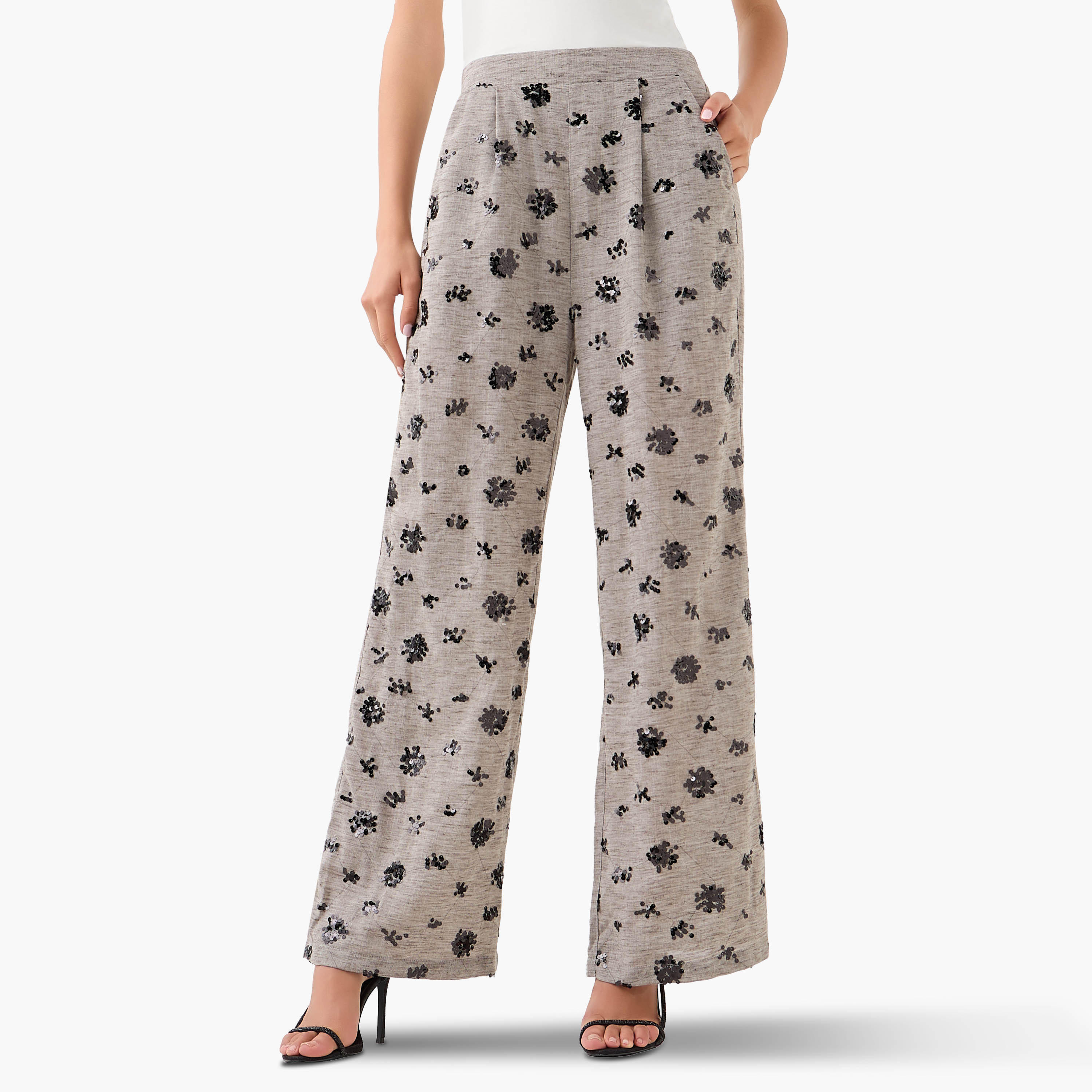 بنطلون واسع الساقين بتزيينات ترتر-women-clothing-coordsets-image-2