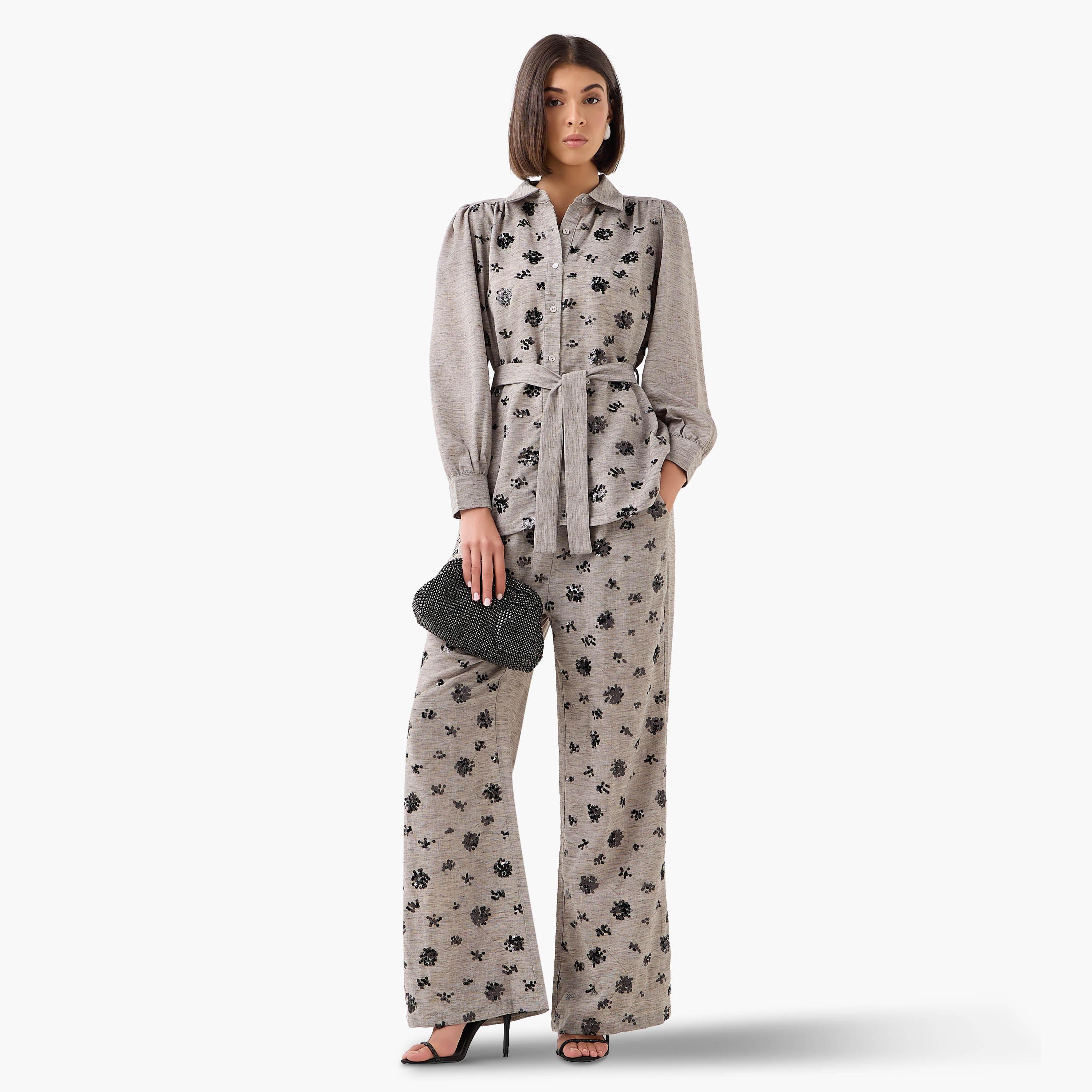 بنطلون واسع الساقين بتزيينات ترتر-women-clothing-coordsets-image-3