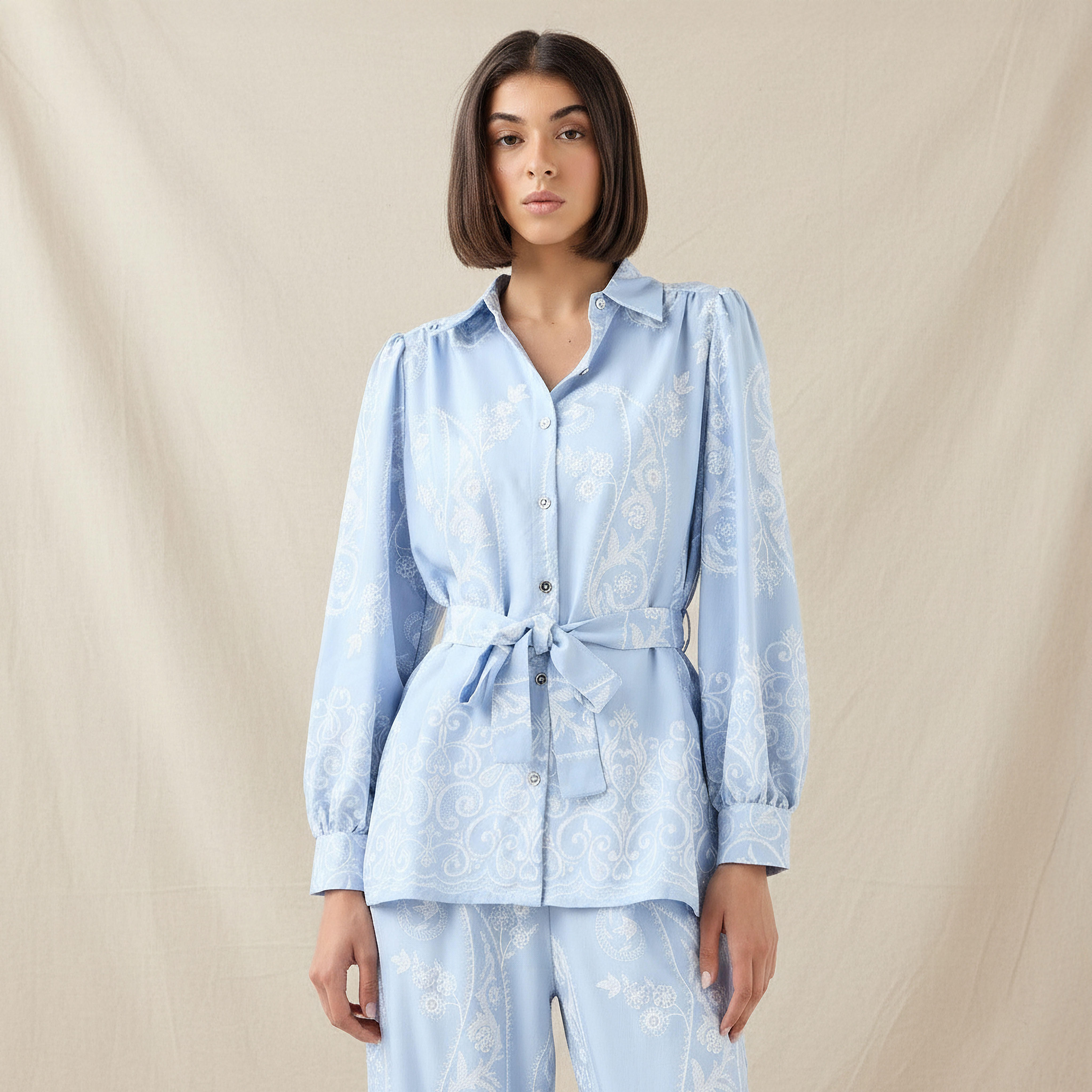 Belted Top with Floral Print-women-clothing-shirtsandblouses-shirts-image-1