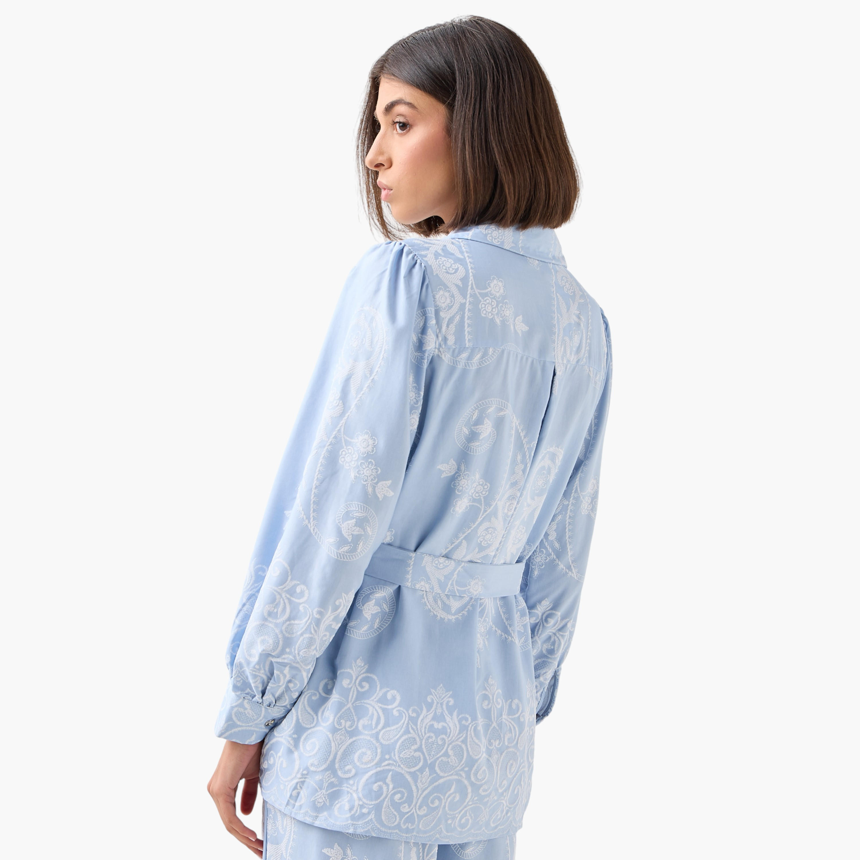 Belted Top with Floral Print-women-clothing-shirtsandblouses-shirts-image-3