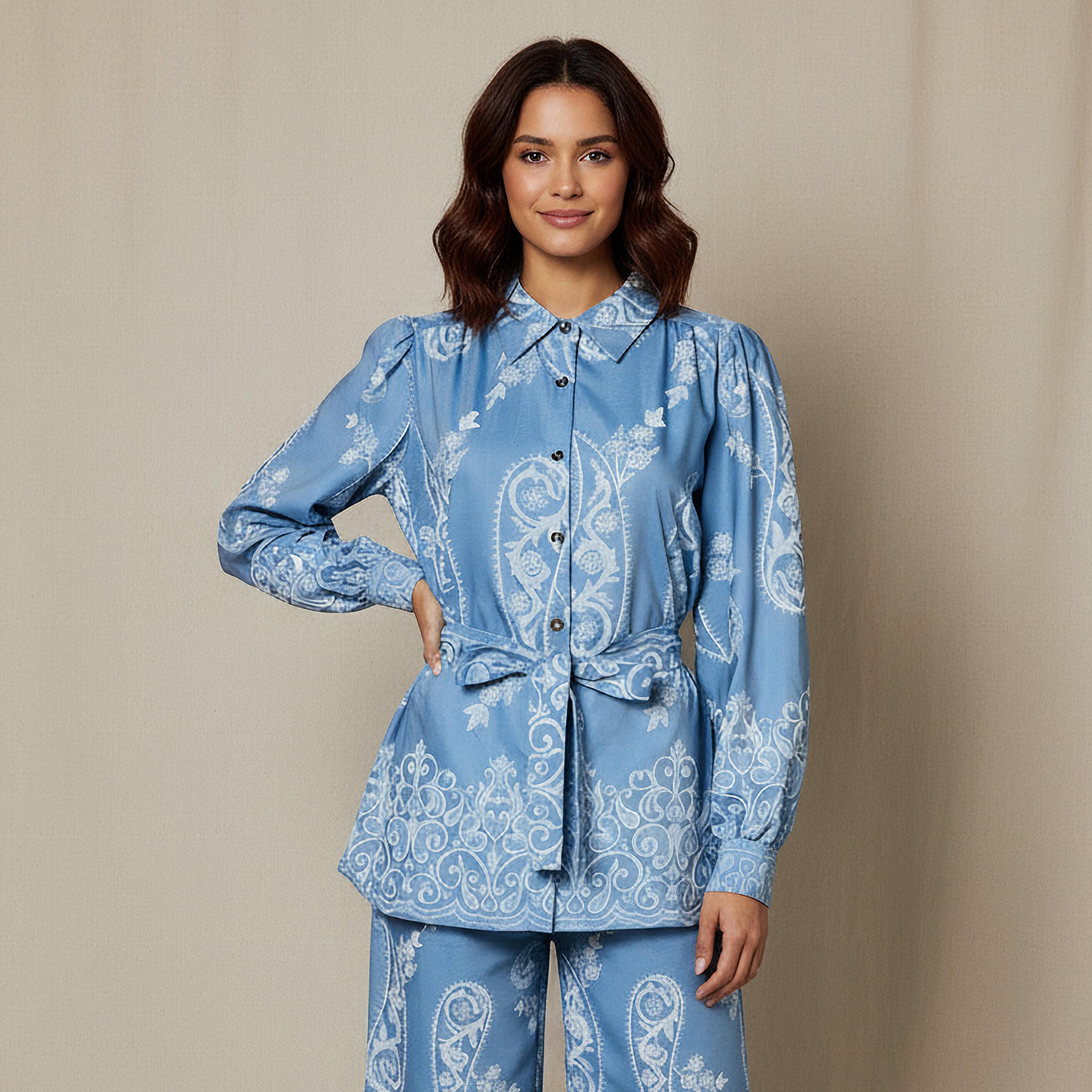 بلوزة بحزام وطبعات زهور-women-clothing-shirtsandblouses-shirts-image-1