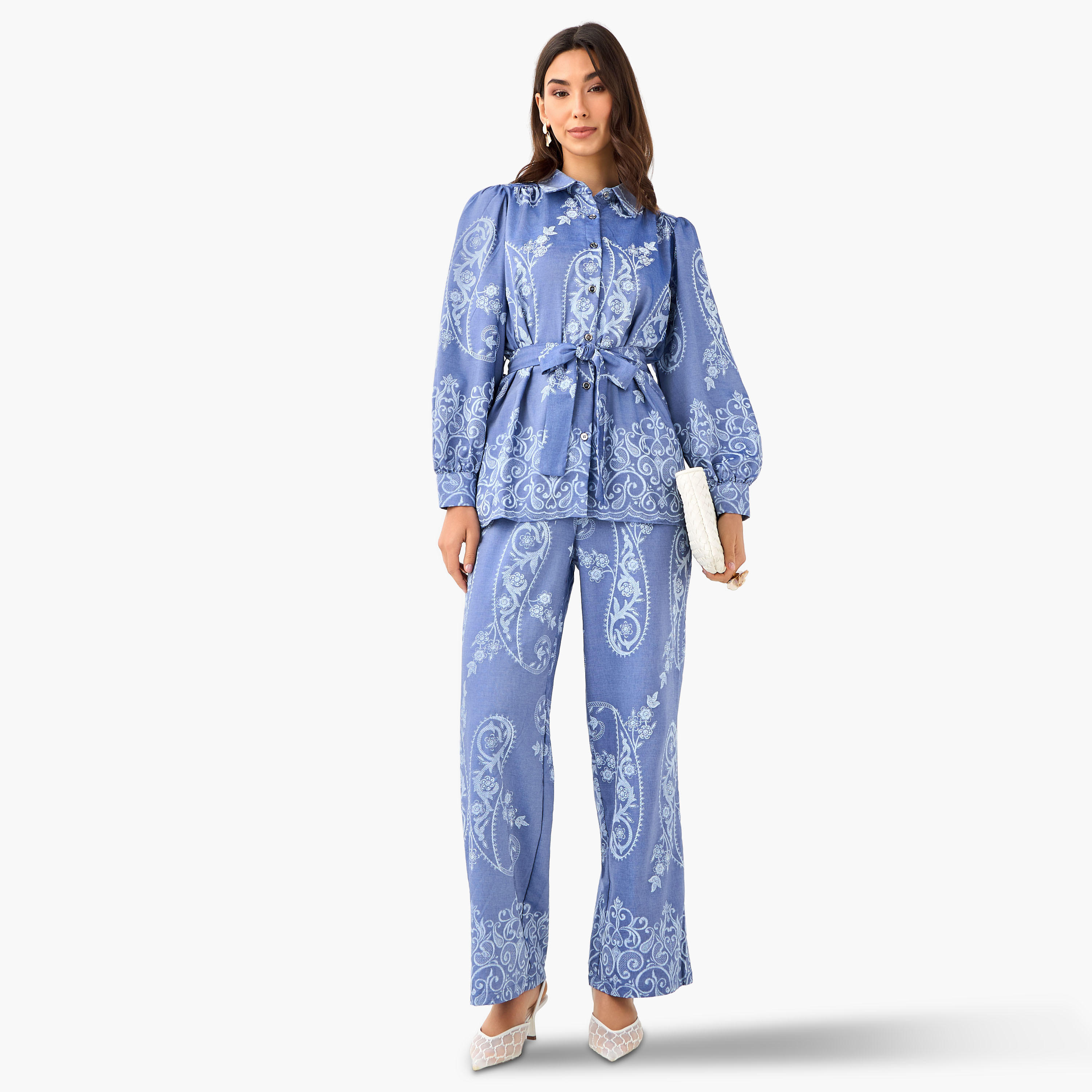Belted Top with Floral Print-women-clothing-shirtsandblouses-shirts-image-2
