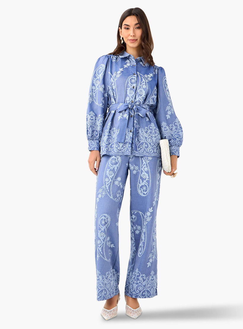 بنطلون واسع الساقين بكسرات وطبعات بيزلي-women-clothing-coordsets-image-3