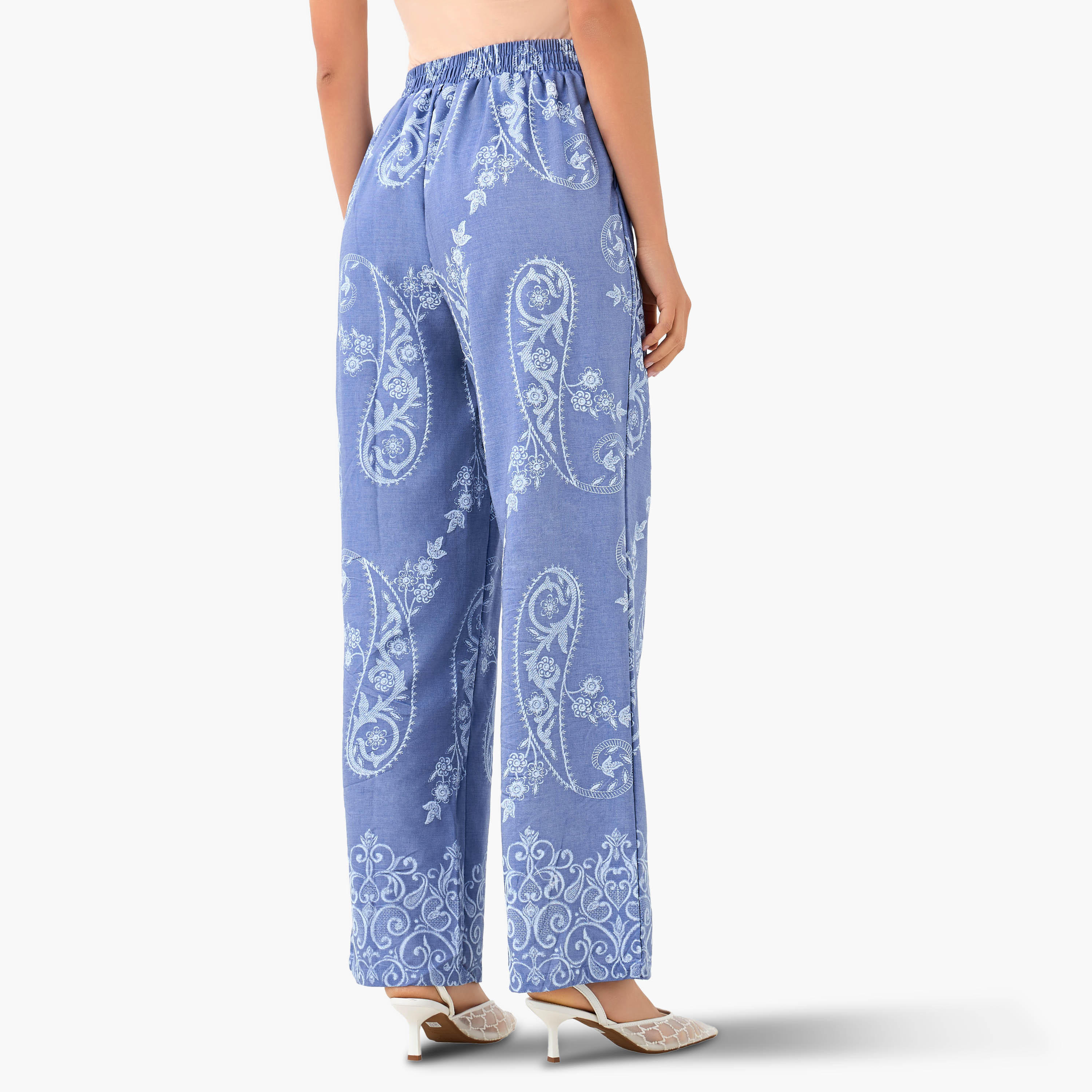 Wide-Leg Paisley Print Pleated Trousers-women-clothing-coordsets-image-4