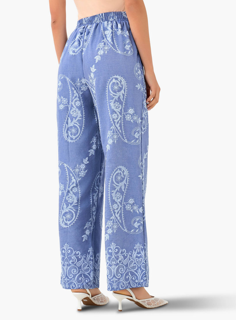 بنطلون واسع الساقين بكسرات وطبعات بيزلي-women-clothing-coordsets-image-4
