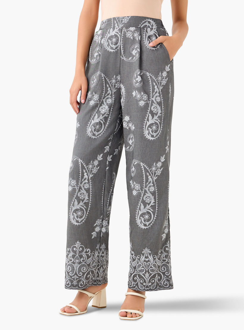 بنطلون واسع الساقين بكسرات وطبعات بيزلي-women-clothing-coordsets-image-2
