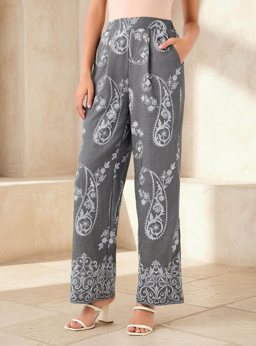 بنطلون واسع الساقين بكسرات وطبعات بيزلي-women-clothing-coordsets-image-1
