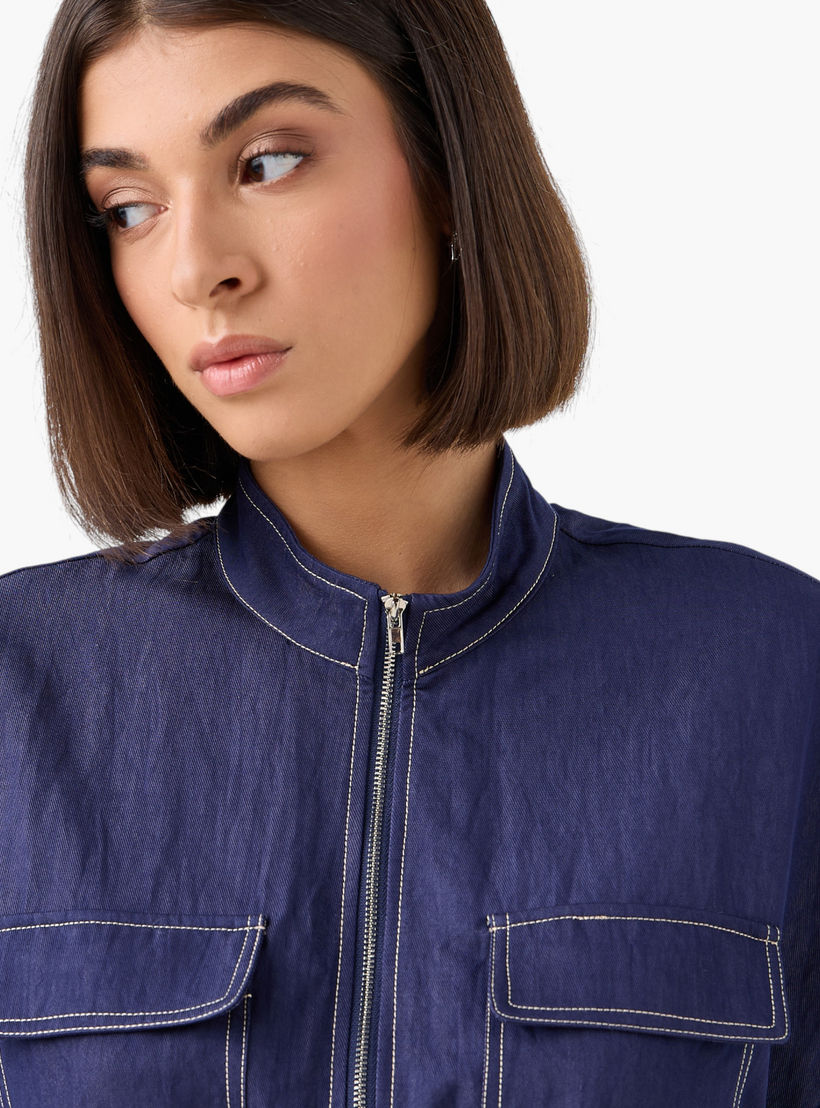 Drawstring Shirt with Extended Sleeves-women-clothing-shirtsandblouses-shirts-image-5